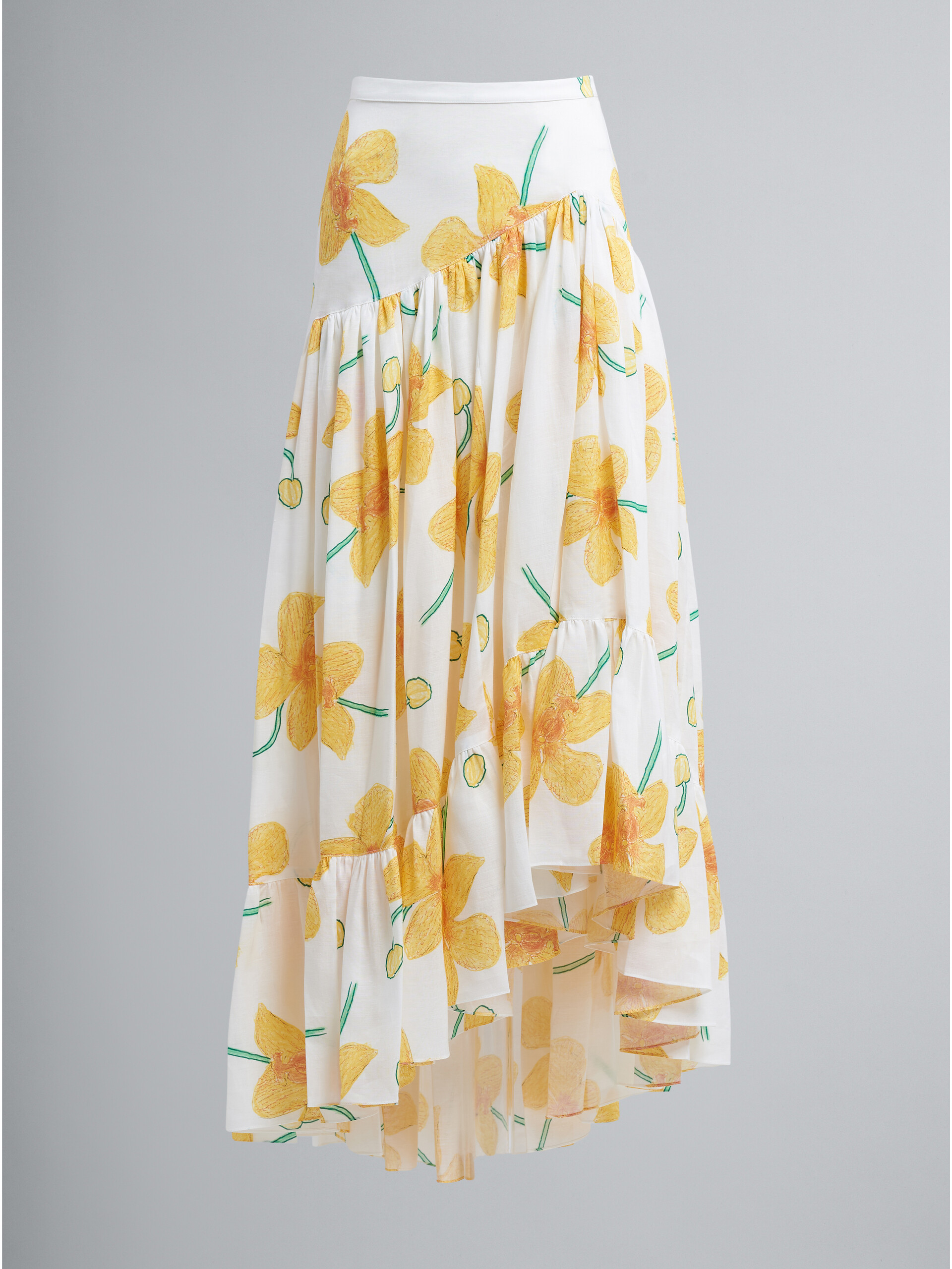 Orchids print ramiè skirt - Skirts - Image 1