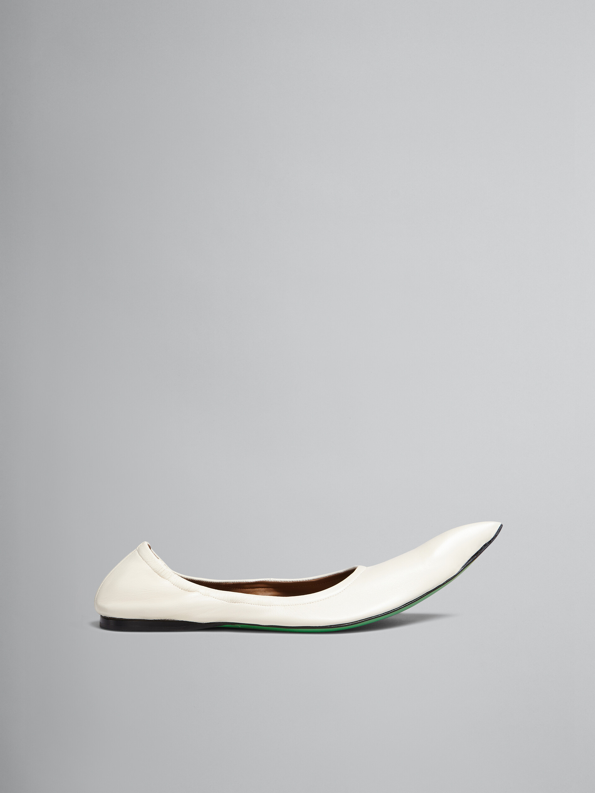 White nappa pointed-toe ballet flats - Ballet Shoes - Image 1