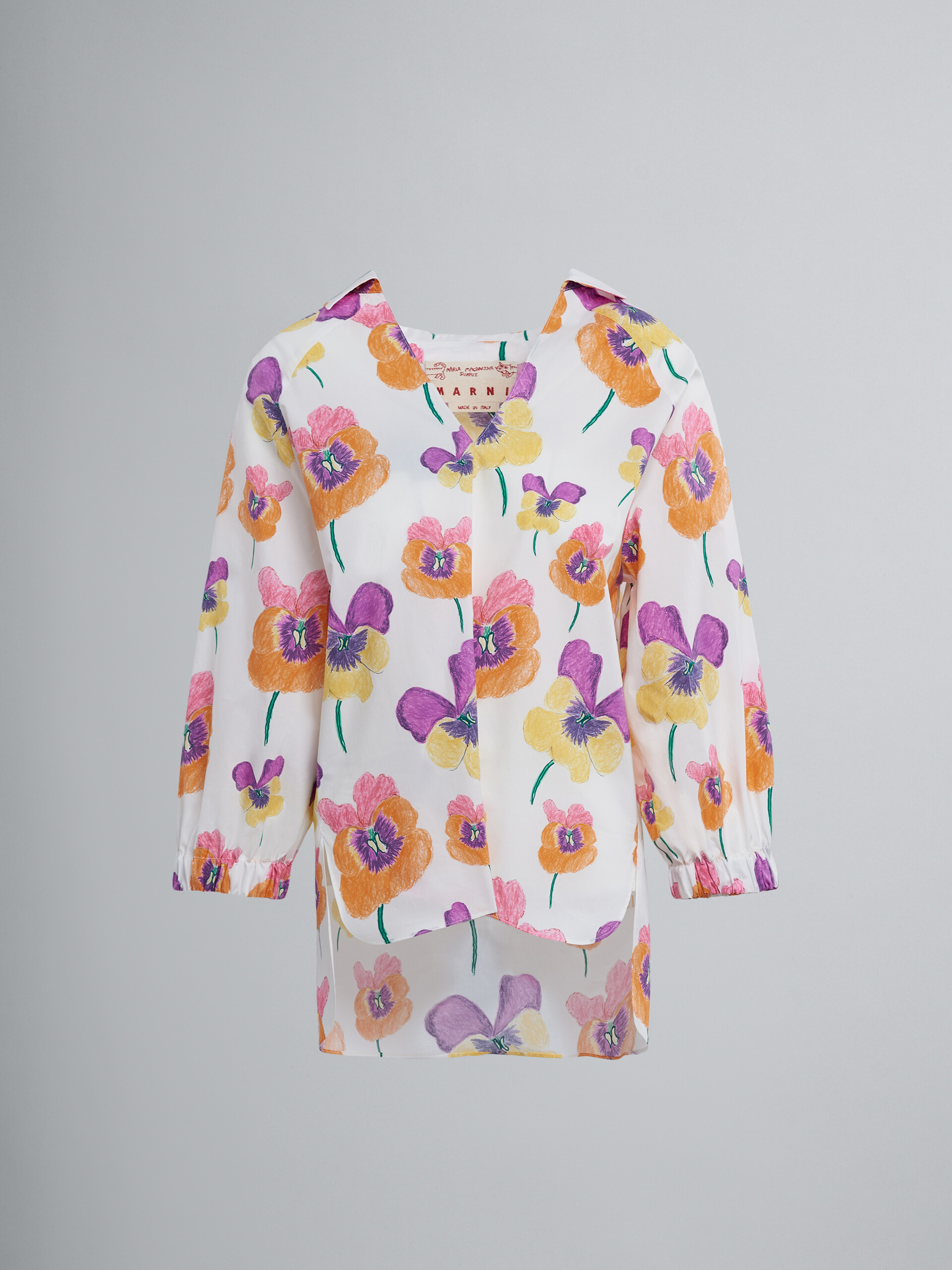 Pansies print poplin blouse - Shirts - Image 1