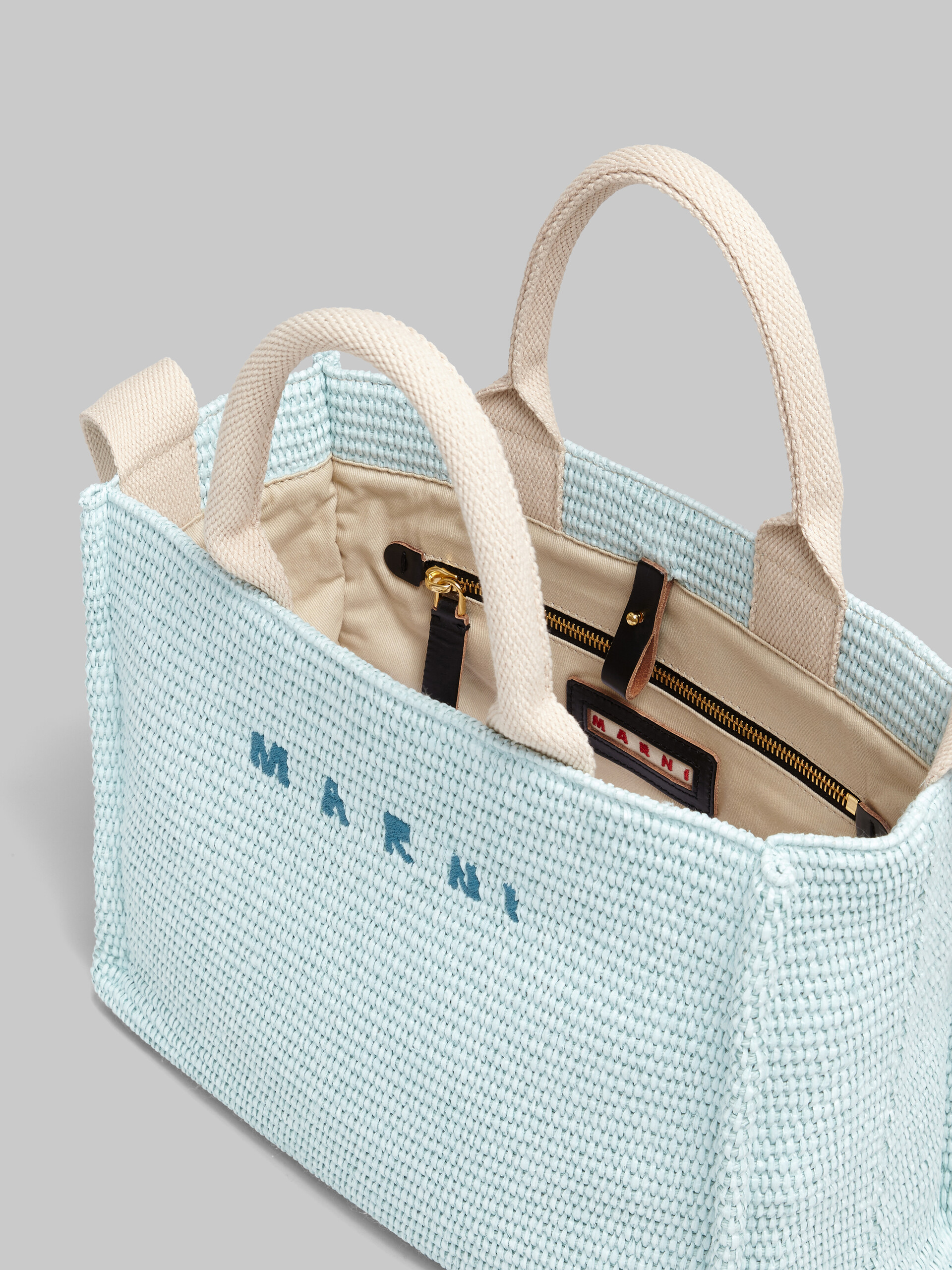 Small Tote in lilac raffia-effect fabric - Shopping Bags - Image 4