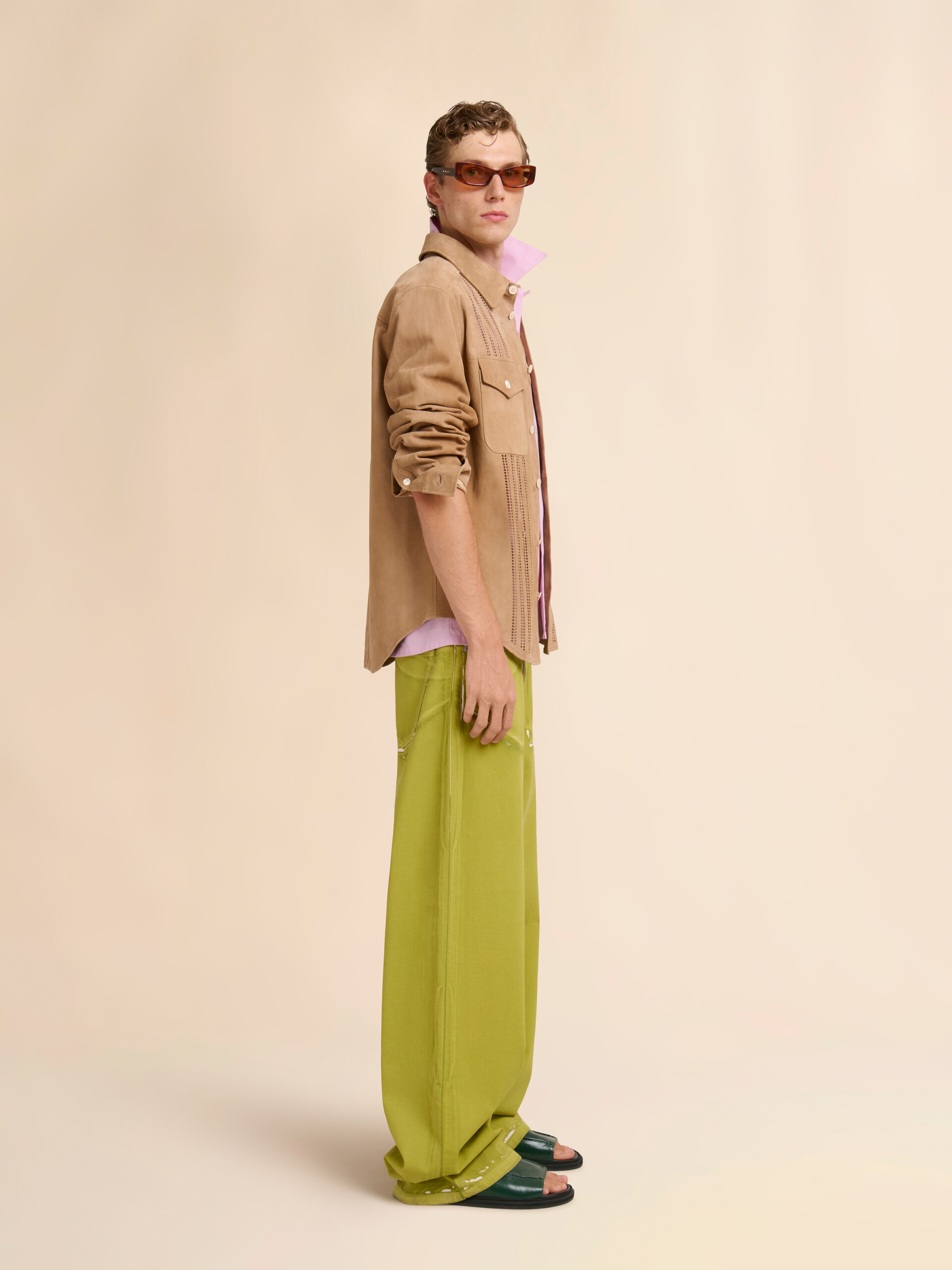 Brown suede shirt with cut-out detailing - Shirts - Image 5