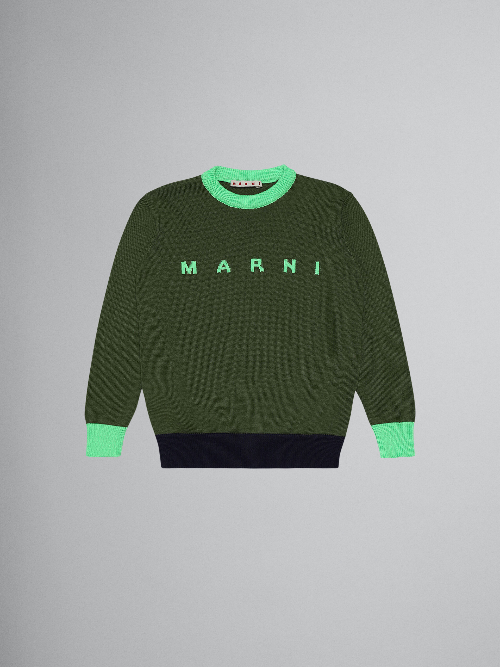 Logo green cotton sweater - Knitwear - Image 1