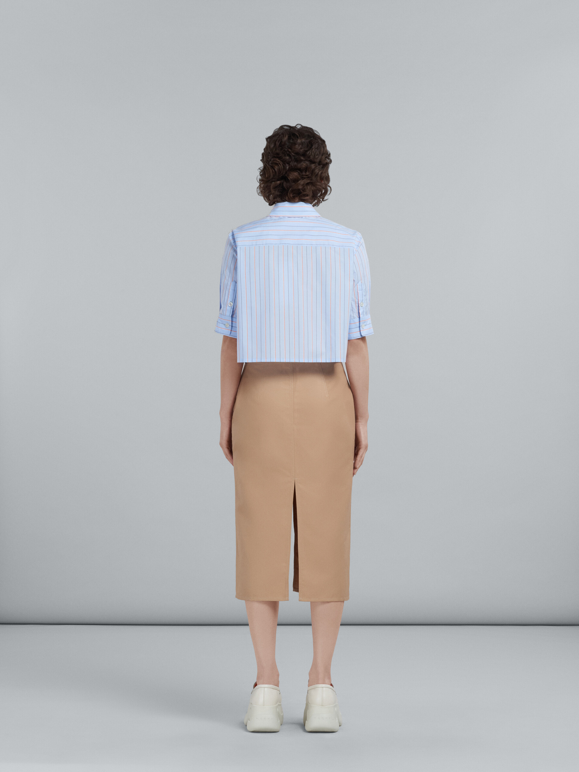 Beige skirt in technical cotton-linen - Skirts - Image 3