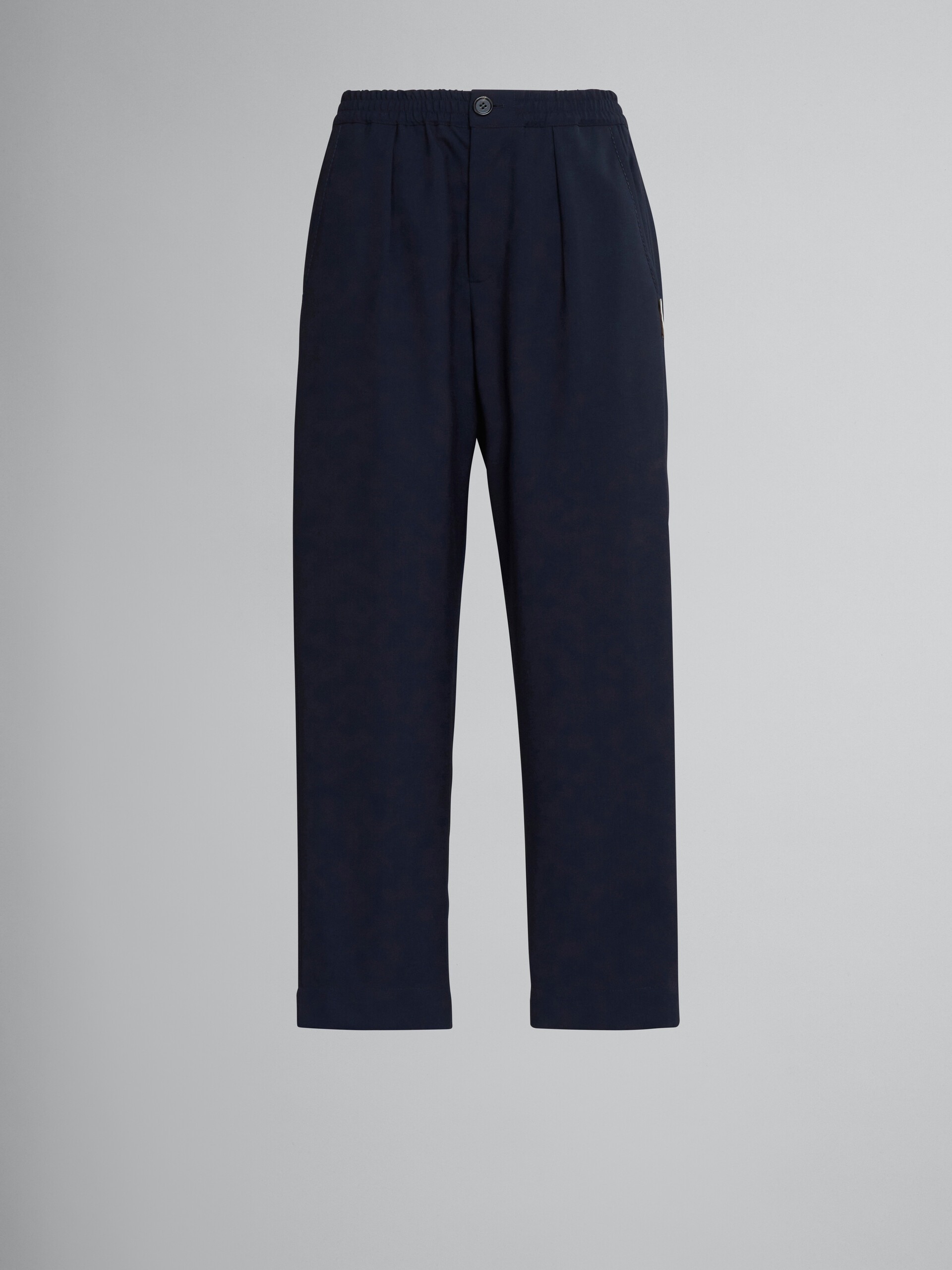 Pantalon court en laine tropicale bleue - Pantalons - Image 1