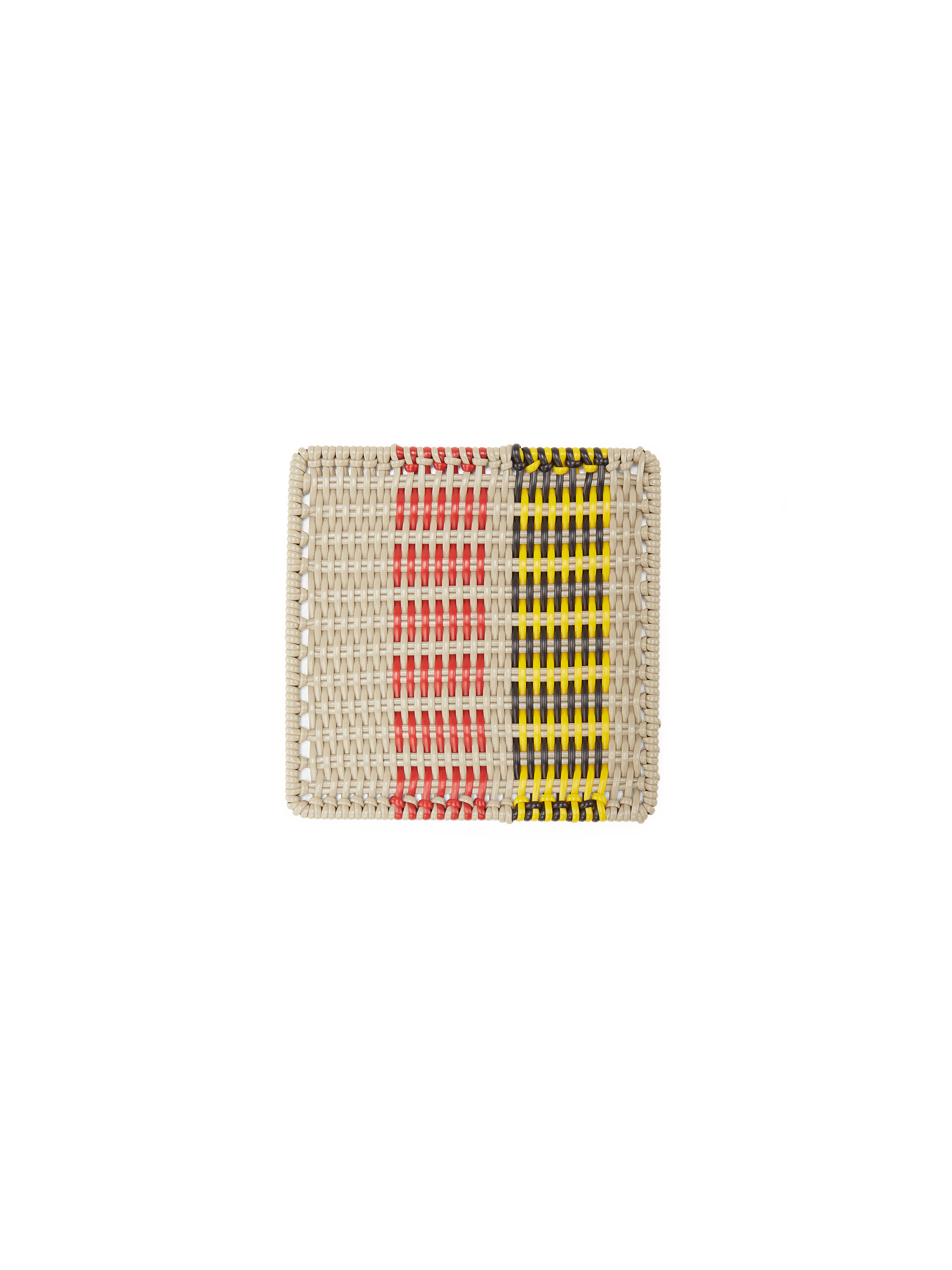 MARNI MARKET square mat with striped motif in iron and yellow, black, red and beige woven PVC - Accessories - Image 2