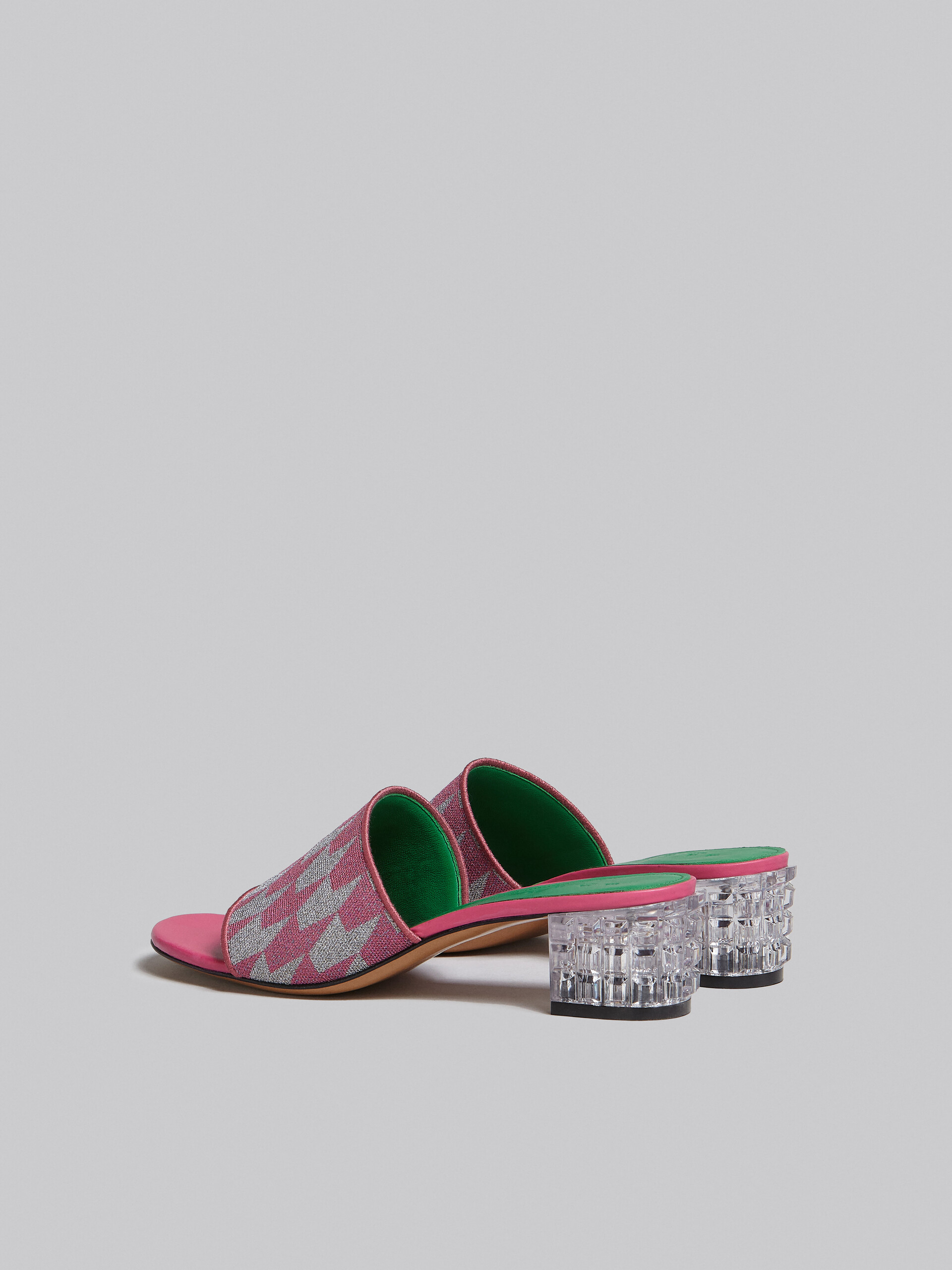 Lurex pink and silver sabot with houndstooth motif - Sandals - Image 3