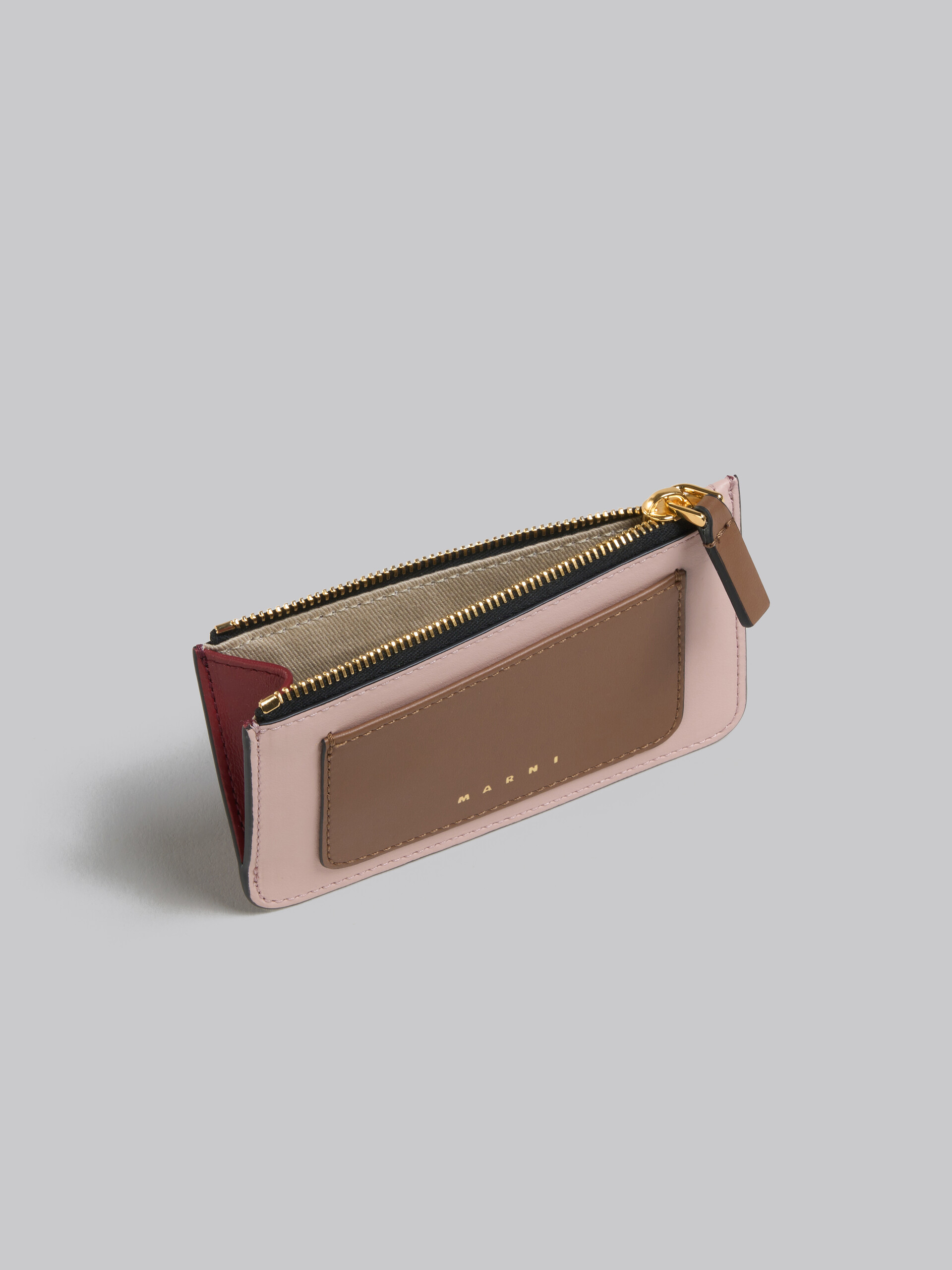 Brown pink and burgundy leather card case - Wallets - Image 2