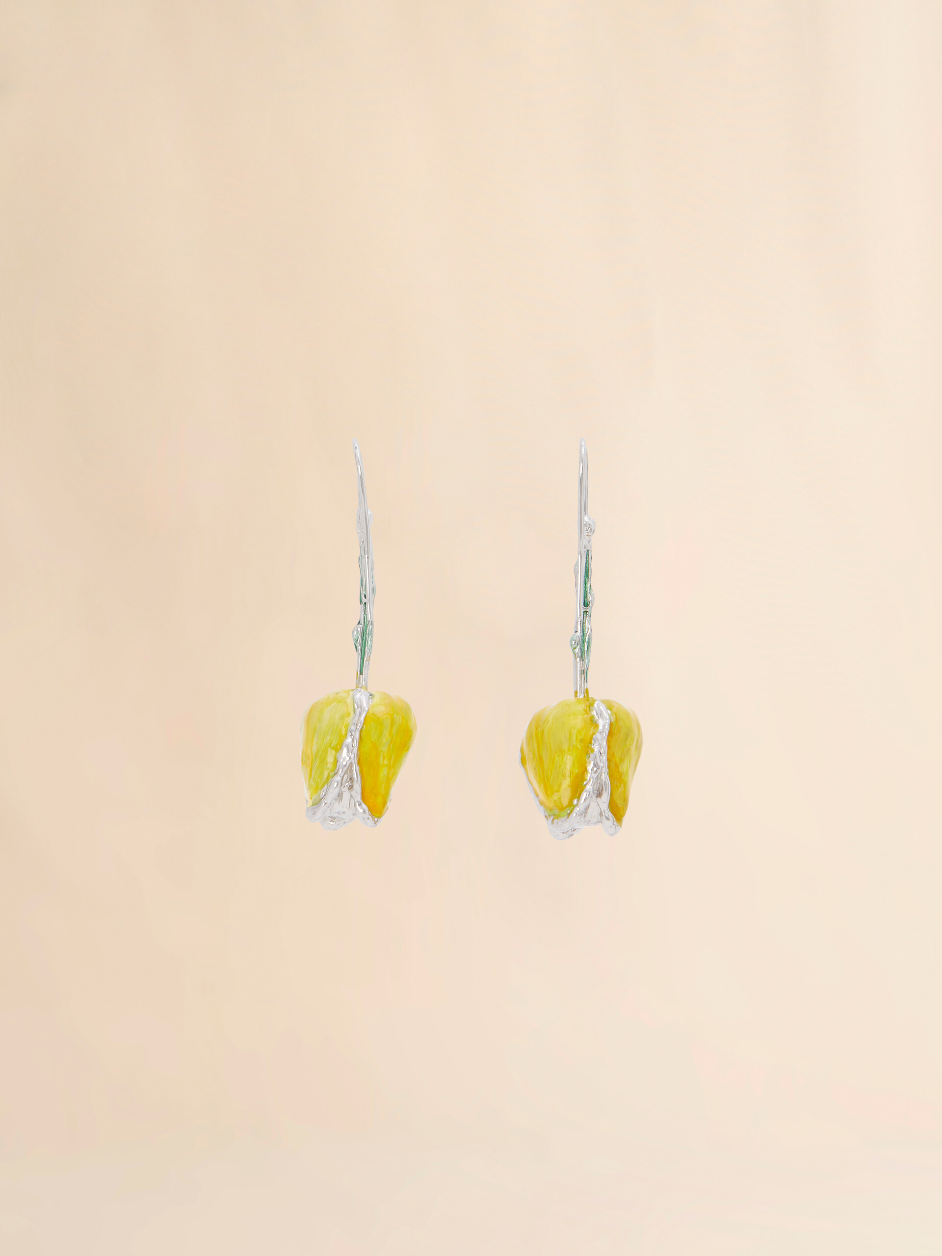 Yellow enamelled Tulip earrings - Earrings - Image 3