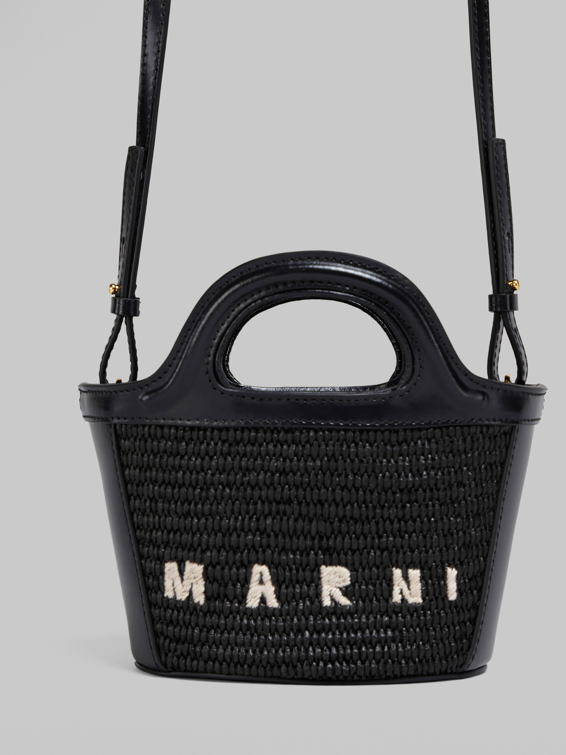 TROPICALIA micro bag in black leather and raffia - Handbag - Image 5