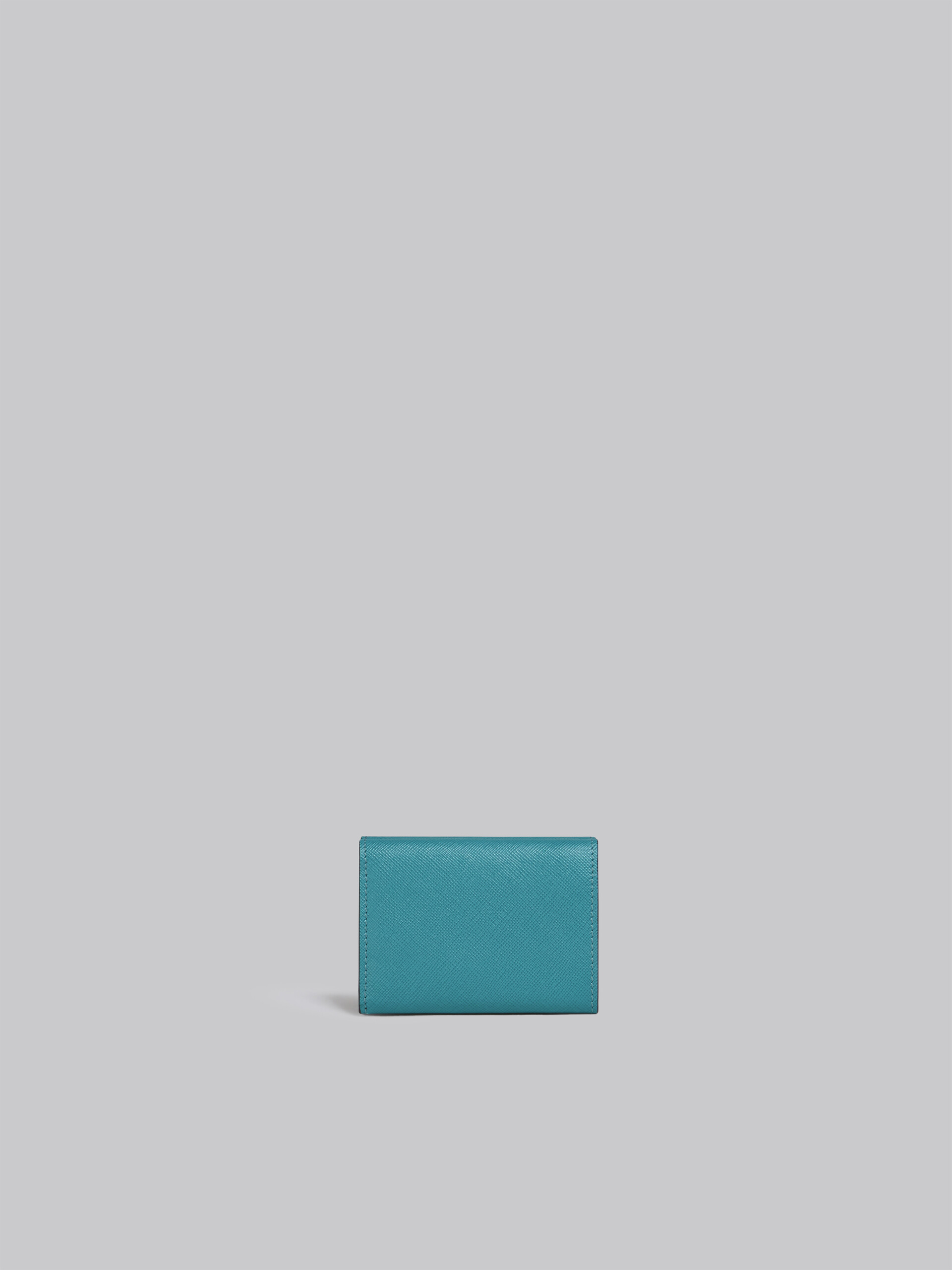 Portafoglio tri-fold in saffiano blu grigio bordeaux - Portafogli - Image 3