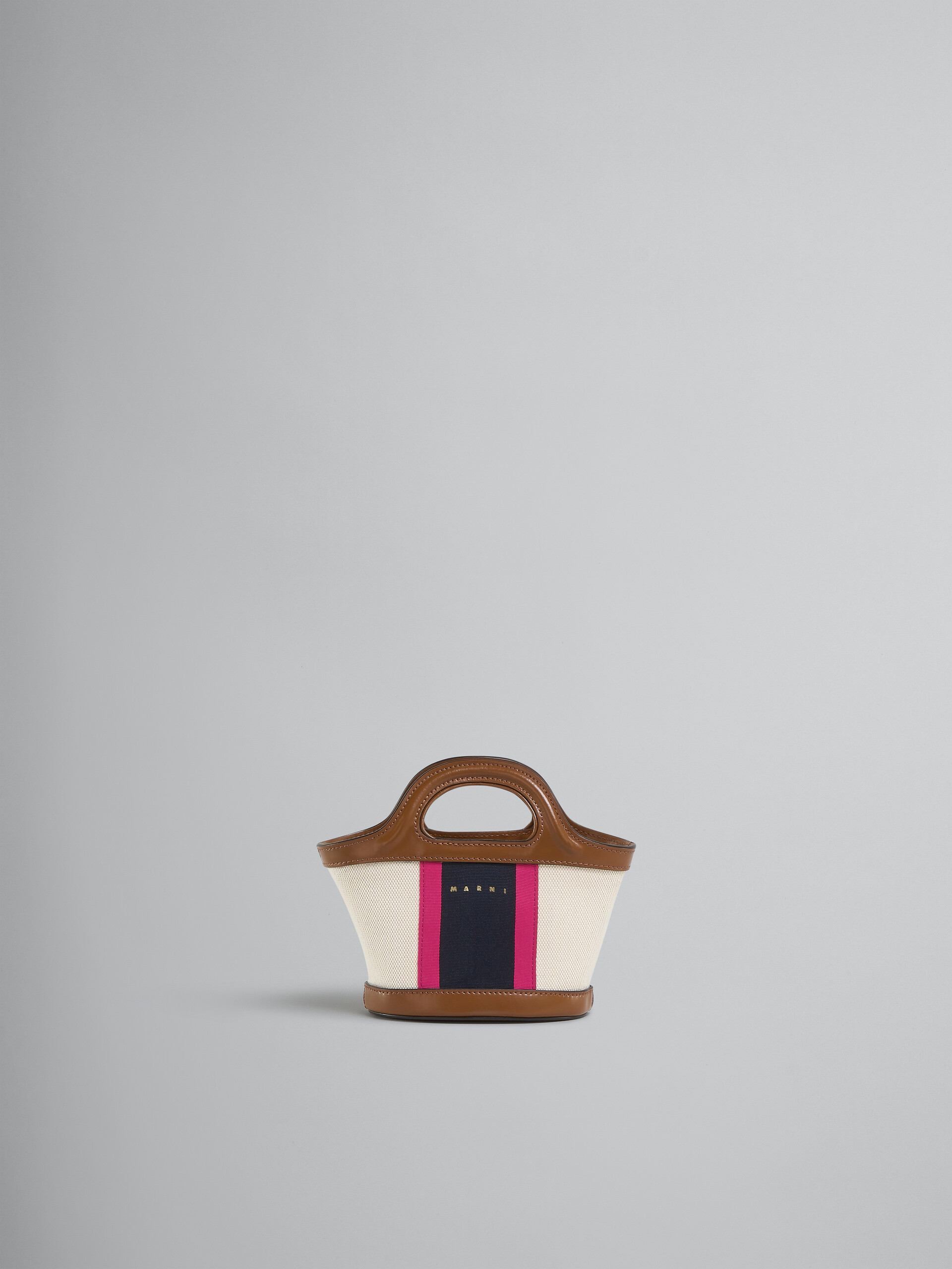 Mini-Tasche Tropicalia aus braunem Leder und gestreiftem Canvas - Handtaschen - Image 1