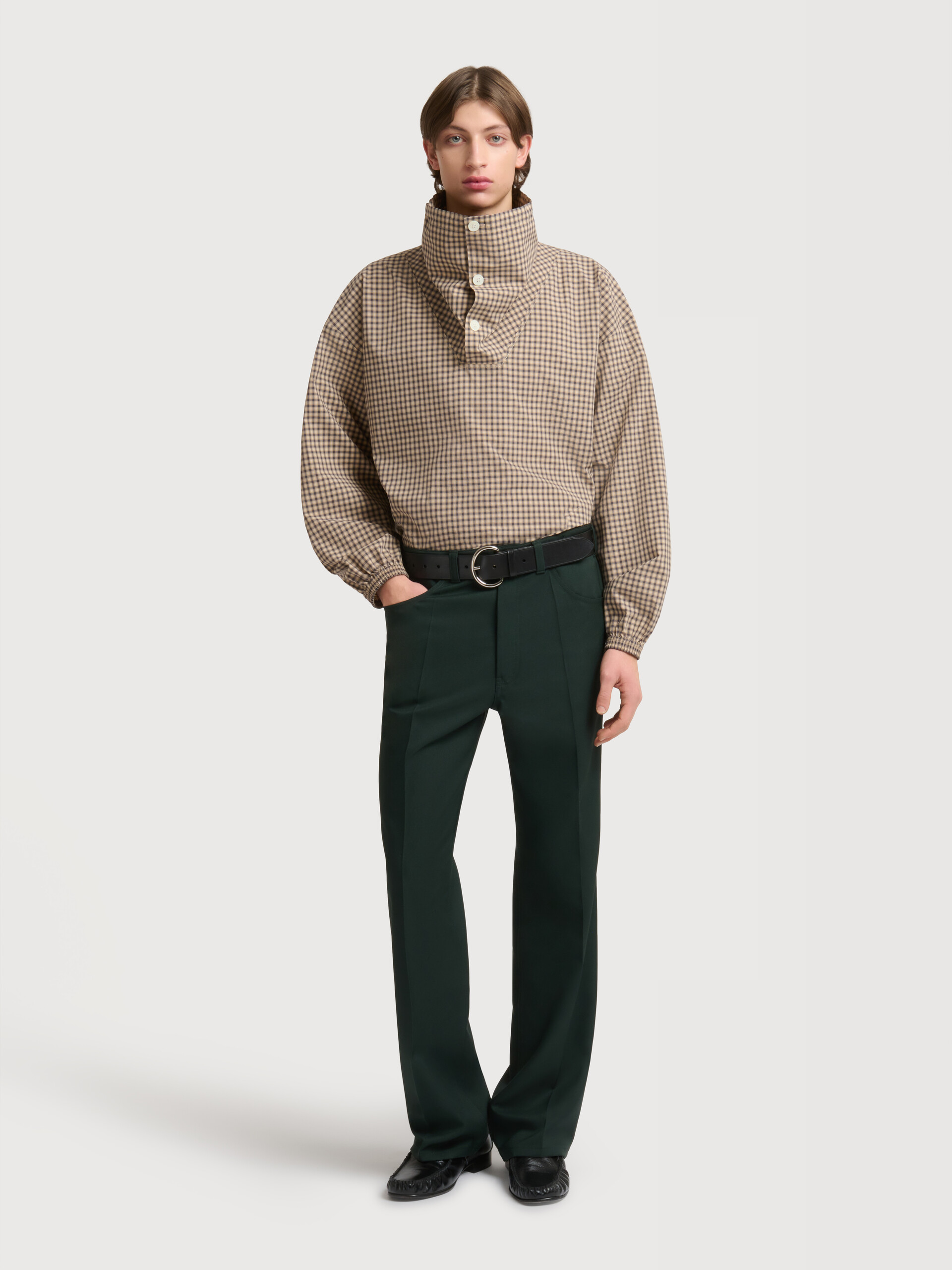 Deep green techno fabric trousers - Pants - Image 2