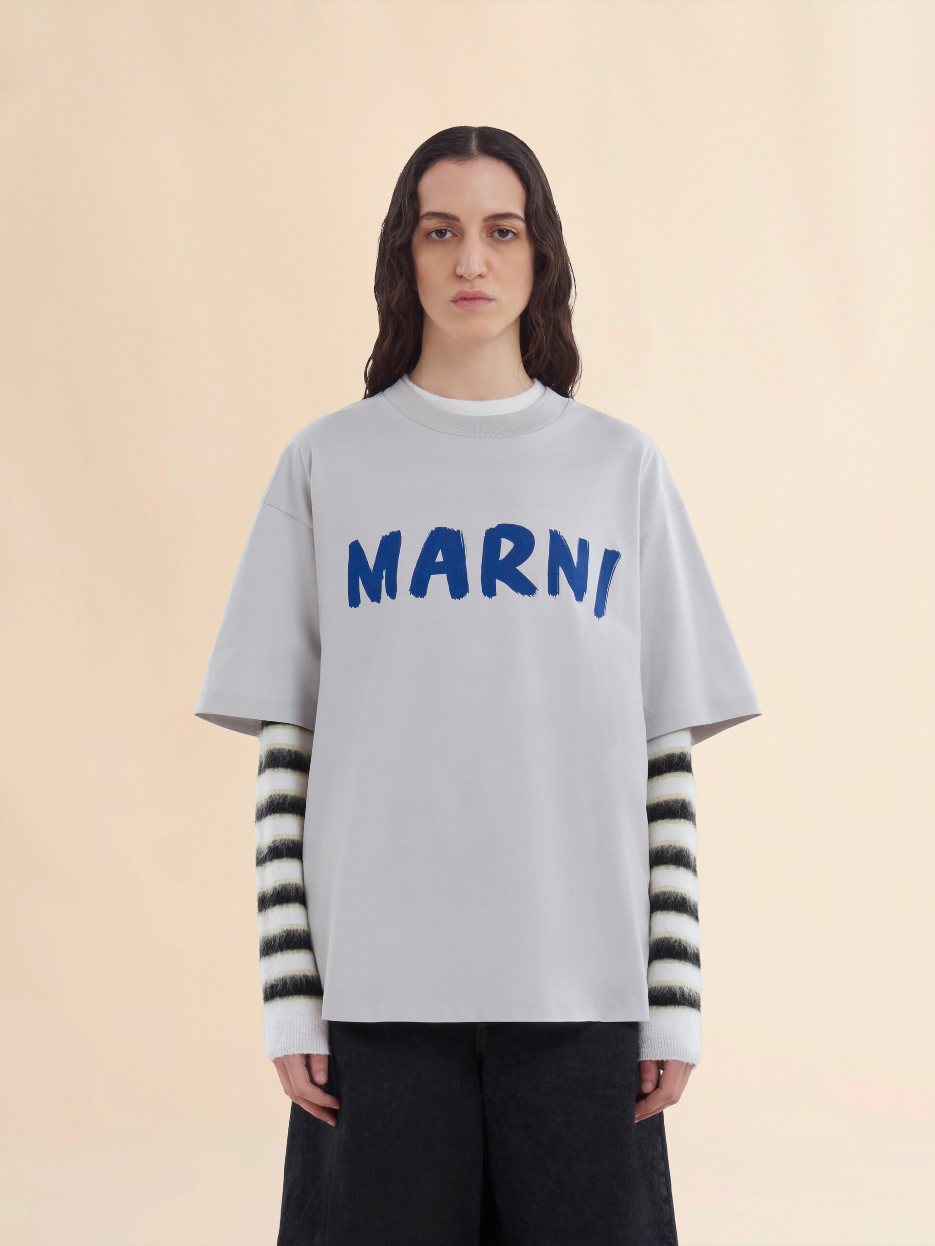 Blue organic cotton T-shirt with logo - T-shirts - Image 2