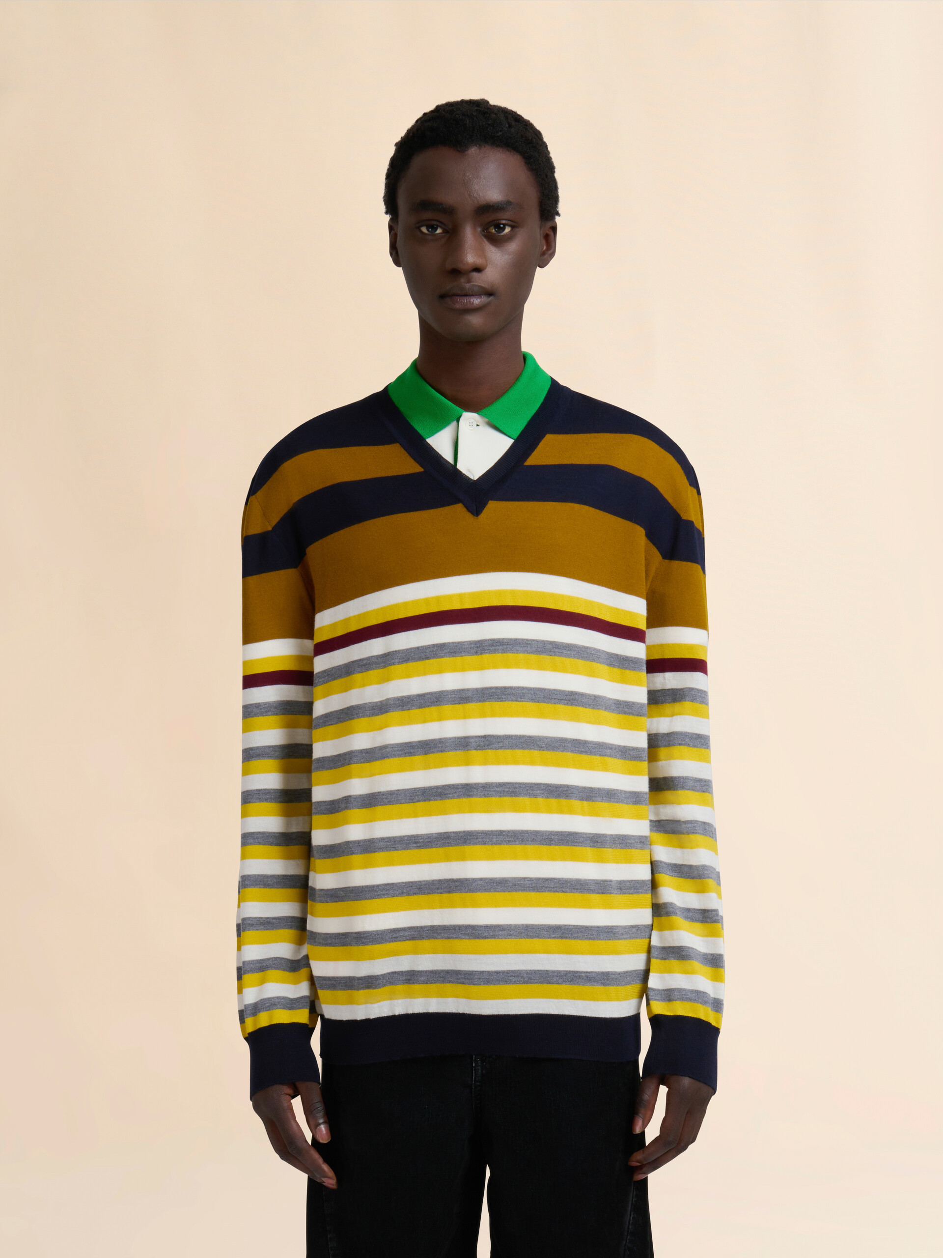 Gelb-braun gestreifter Pullover aus Wolle - Pullover - Image 2