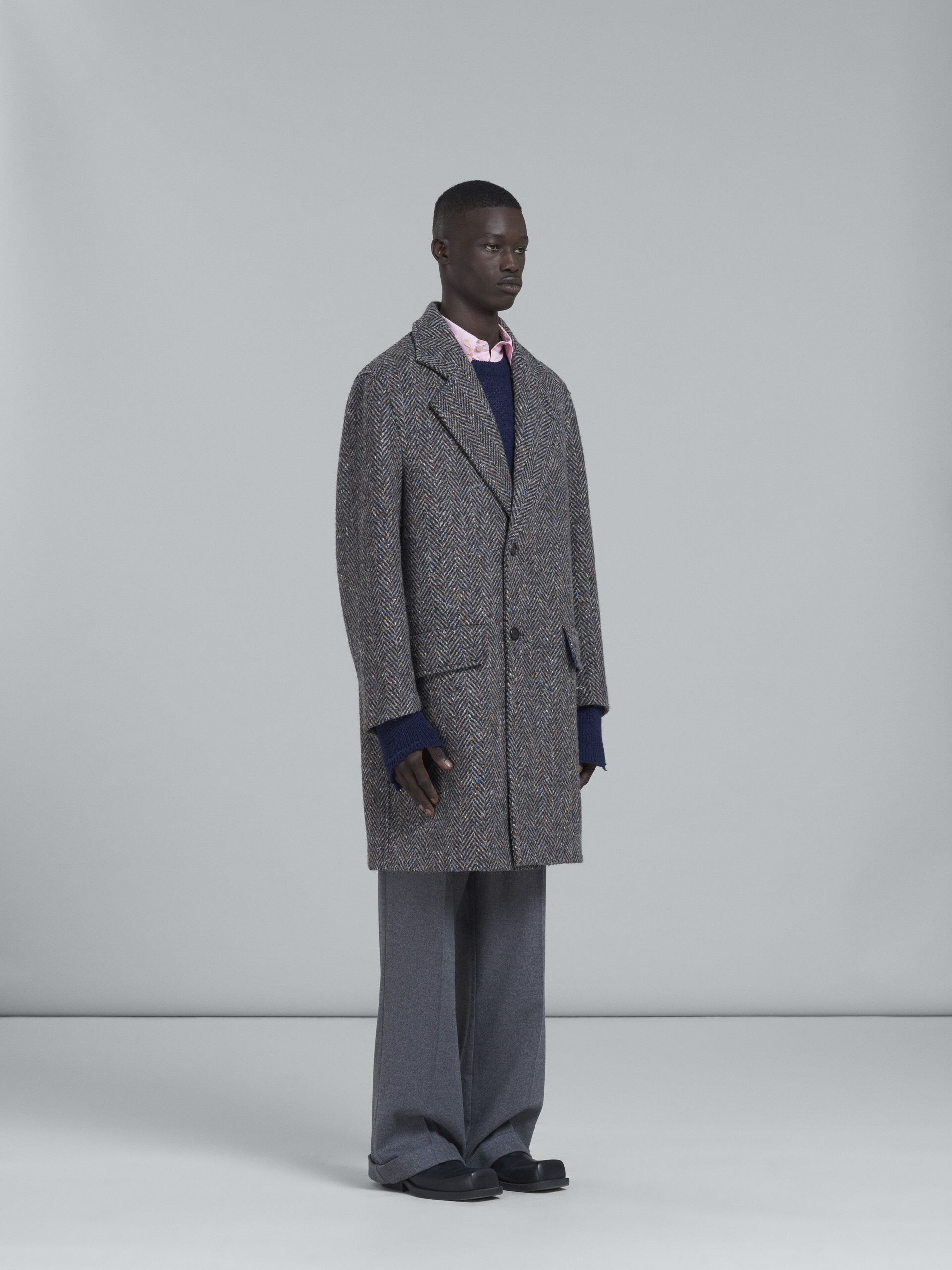 Grey chevron wool coat - Coat - Image 6