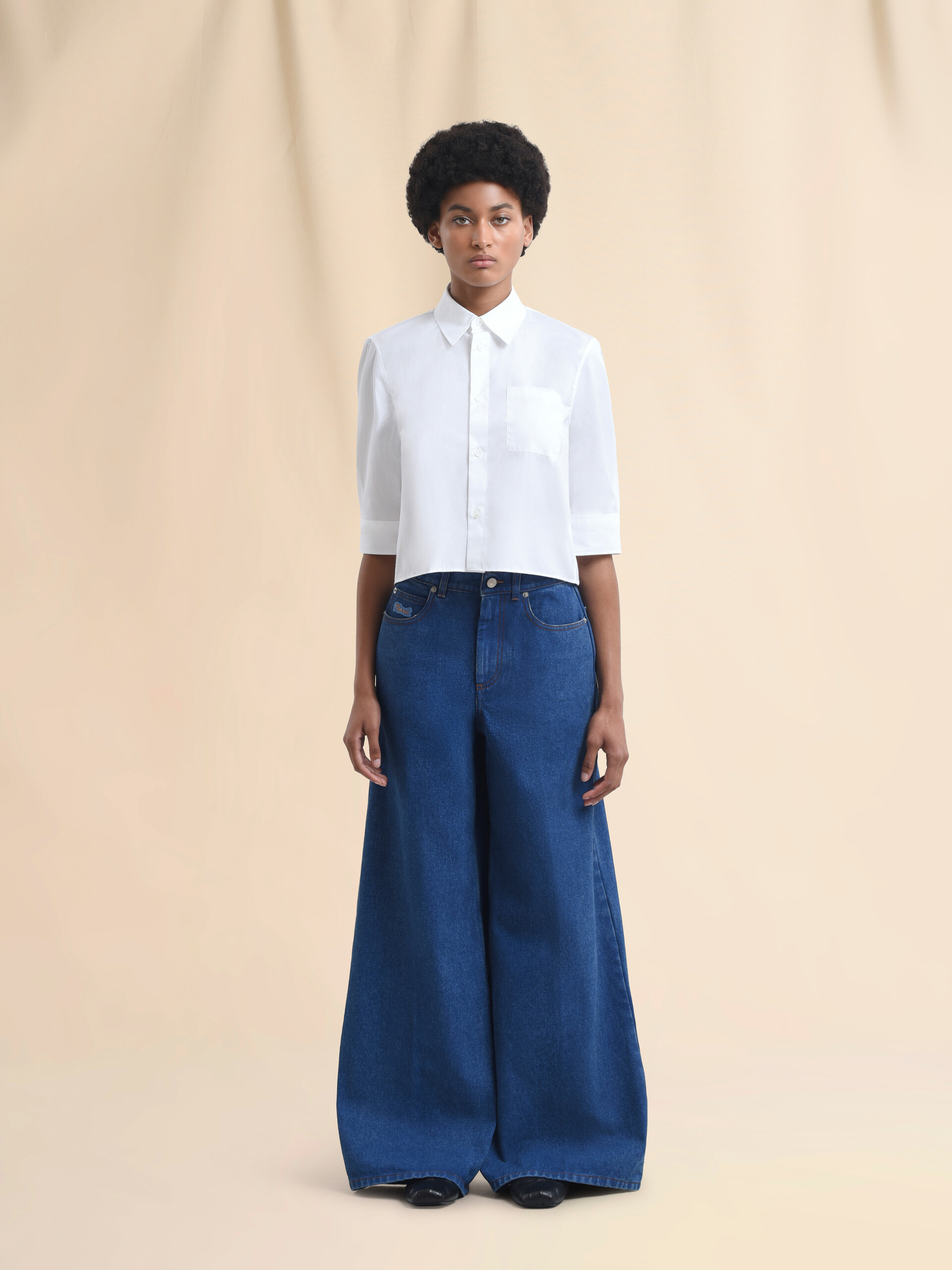 Blue organic denim wide-leg jeans - Pants - Image 2