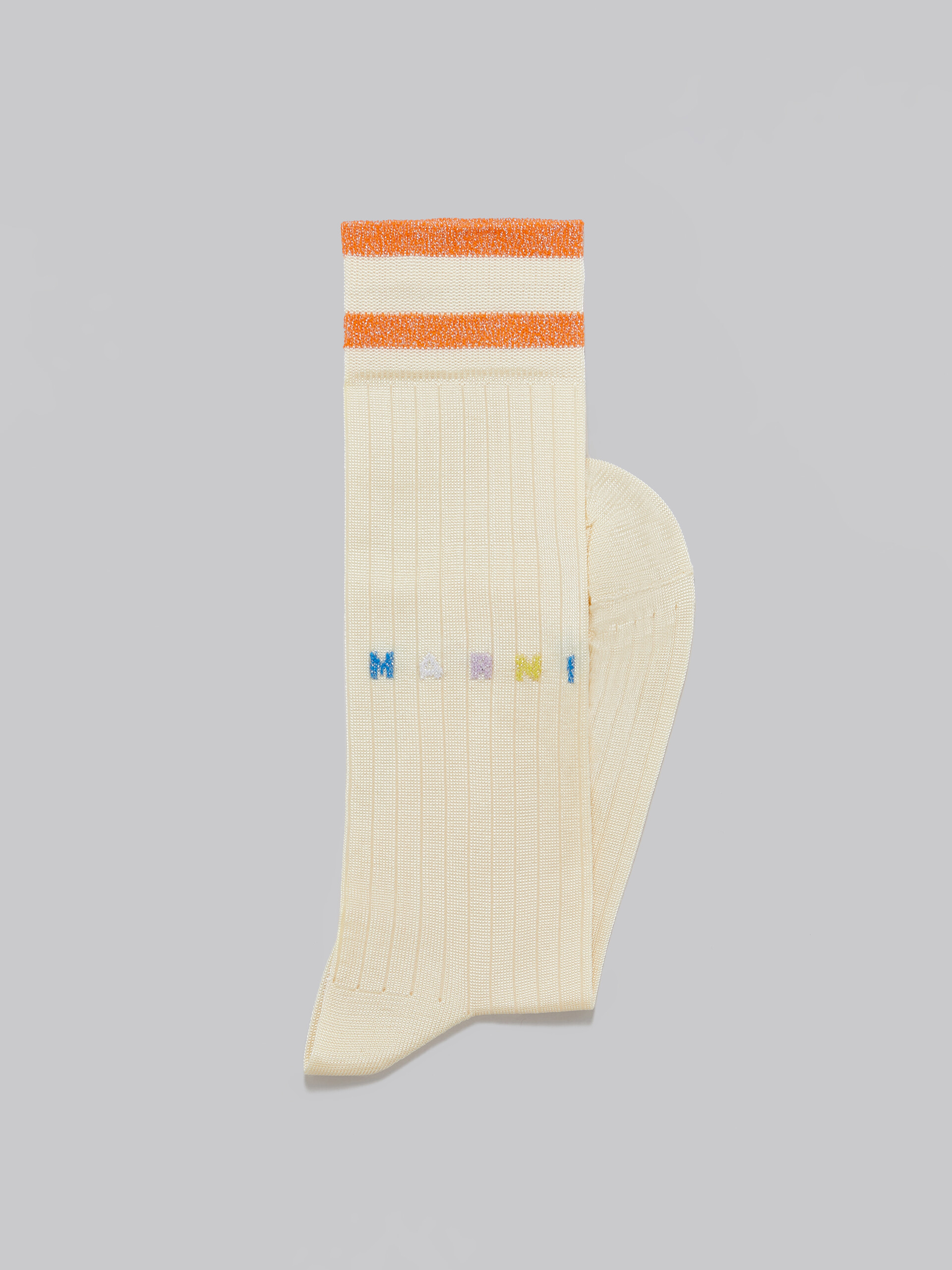 Light yellow viscose socks with lurex stripes - Socks - Image 2