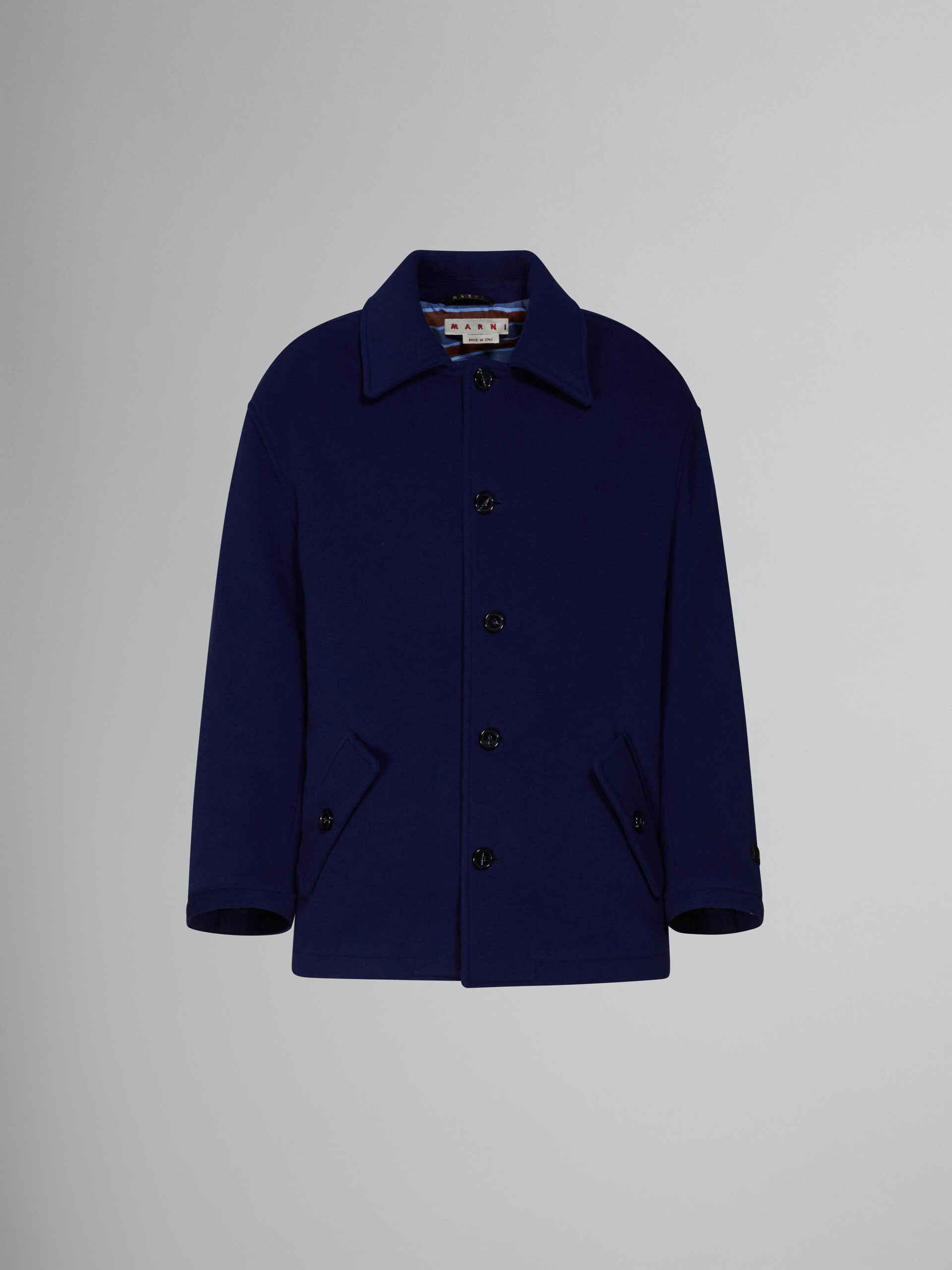 21aw MARNI 中綿入ウールショートコート 44 ダークネイビー