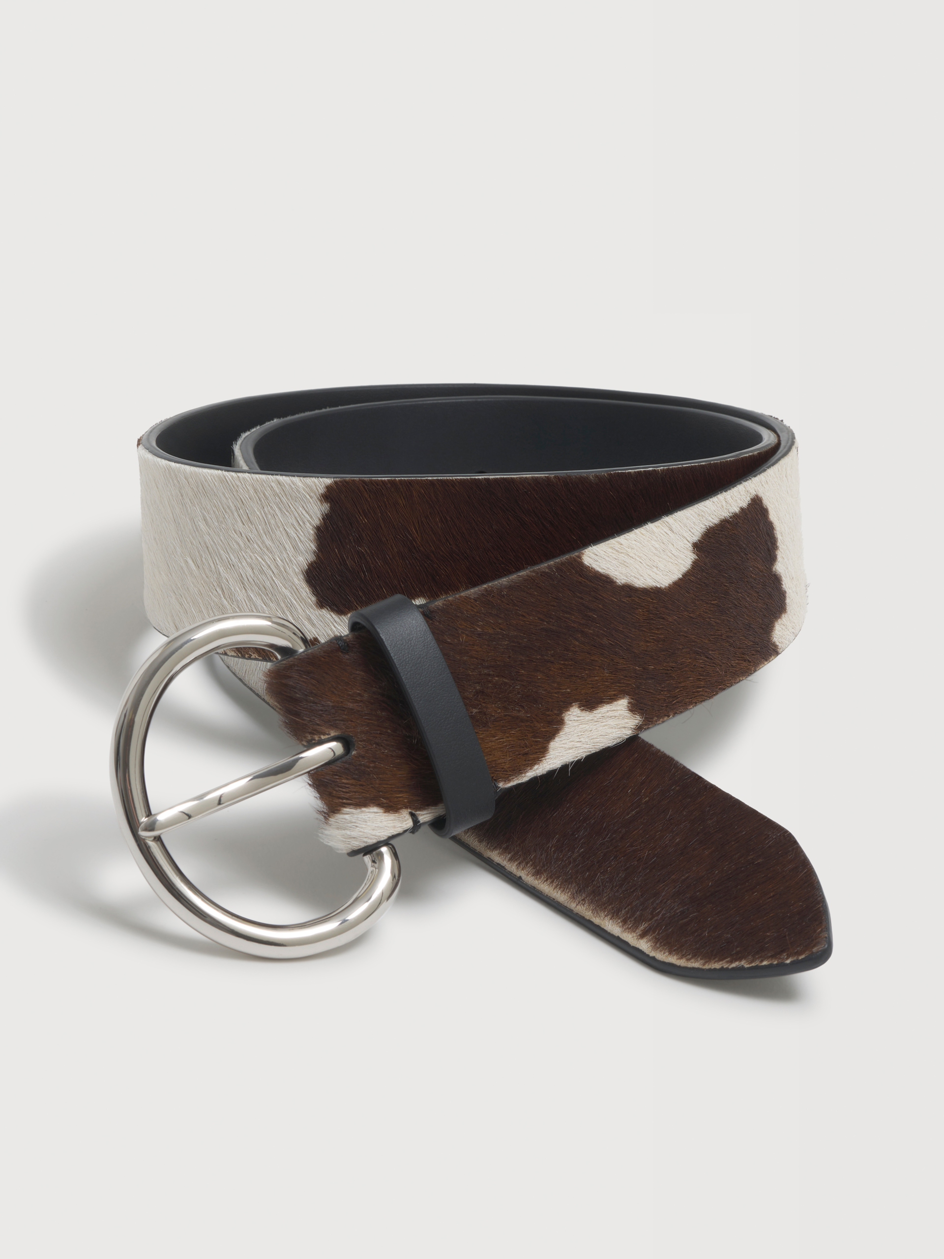 White and brown cow ponyhair belt - Belts - Image 2