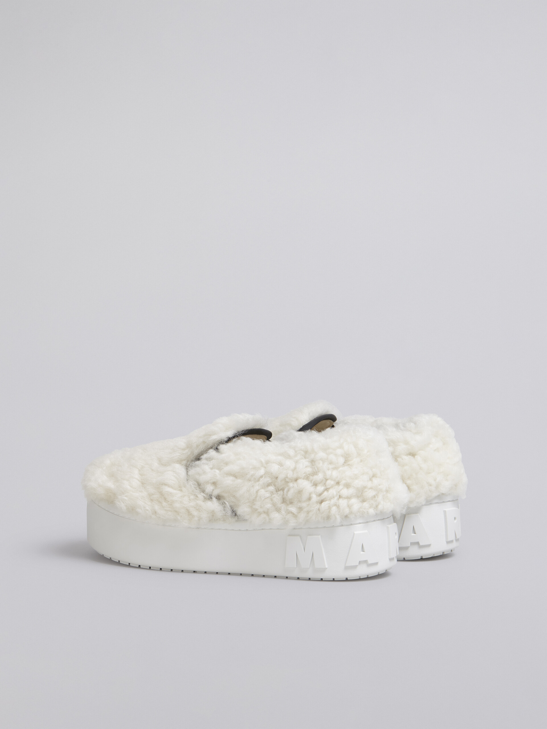 White shearling slip-on sneaker with maxi Marni logo - Sneakers - Image 3