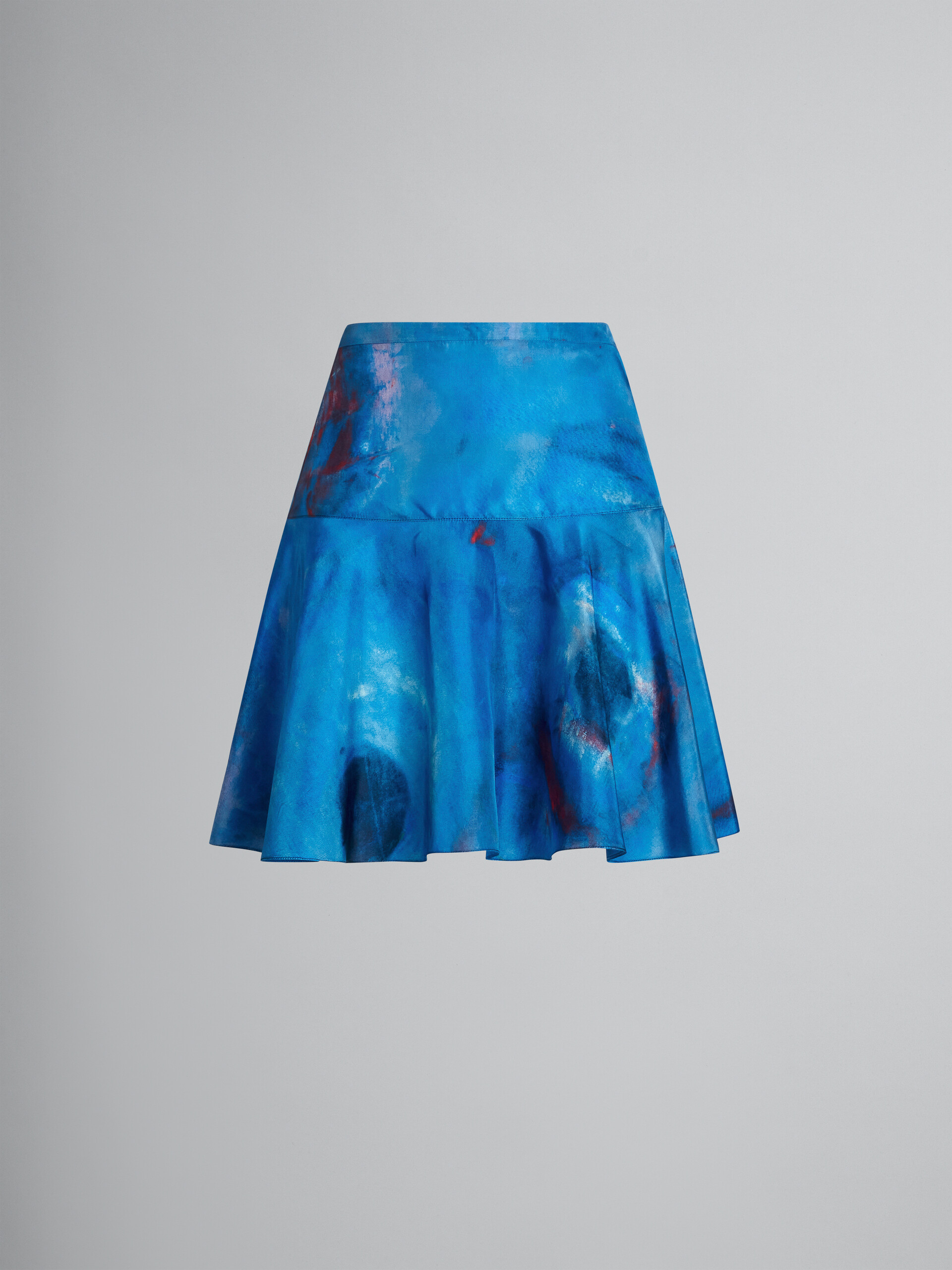 Falda de seda con volantes y estampado Buchi Blu - Faldas - Image 1