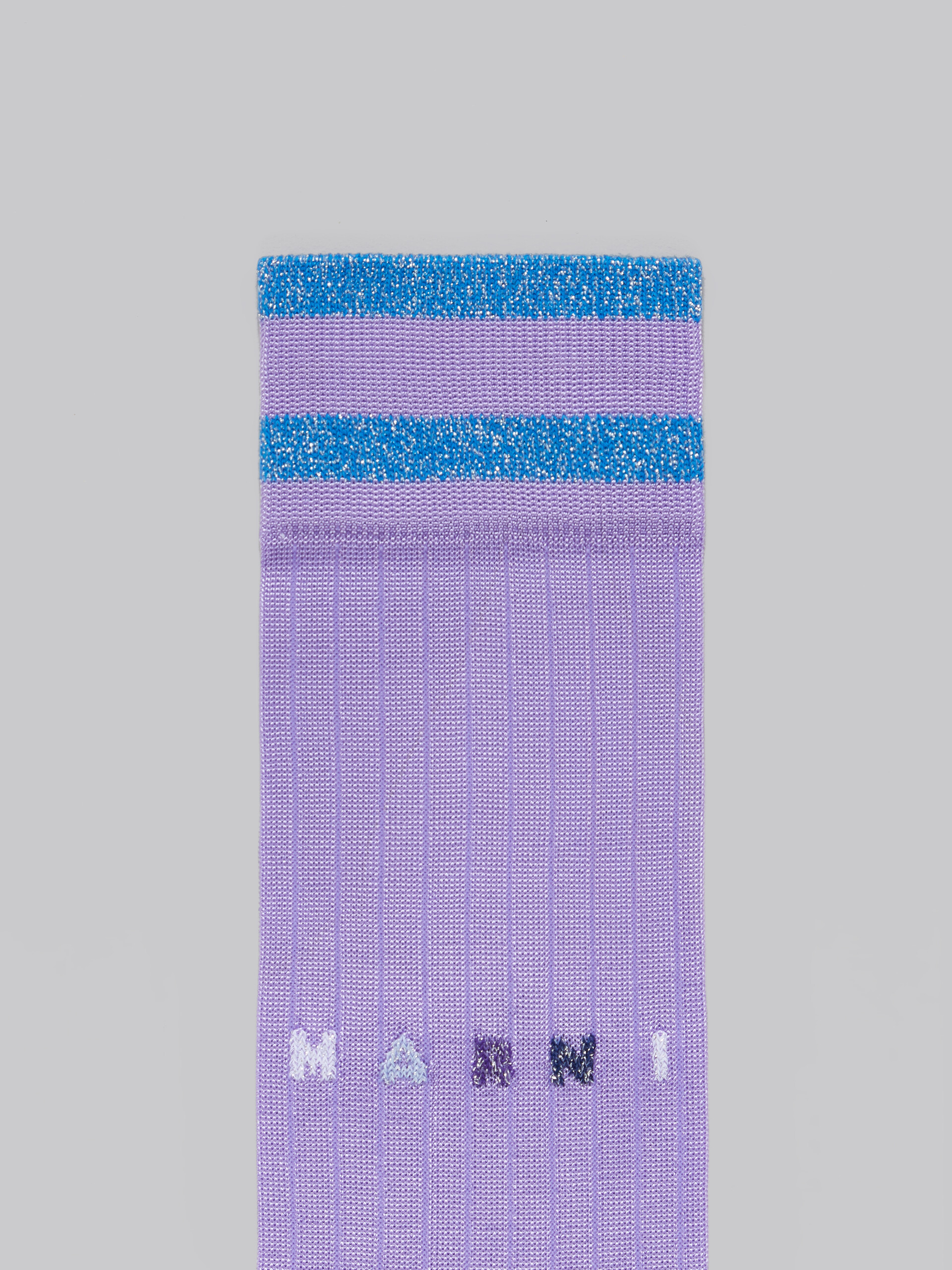 Purple viscose socks with lurex stripes - Socks - Image 3