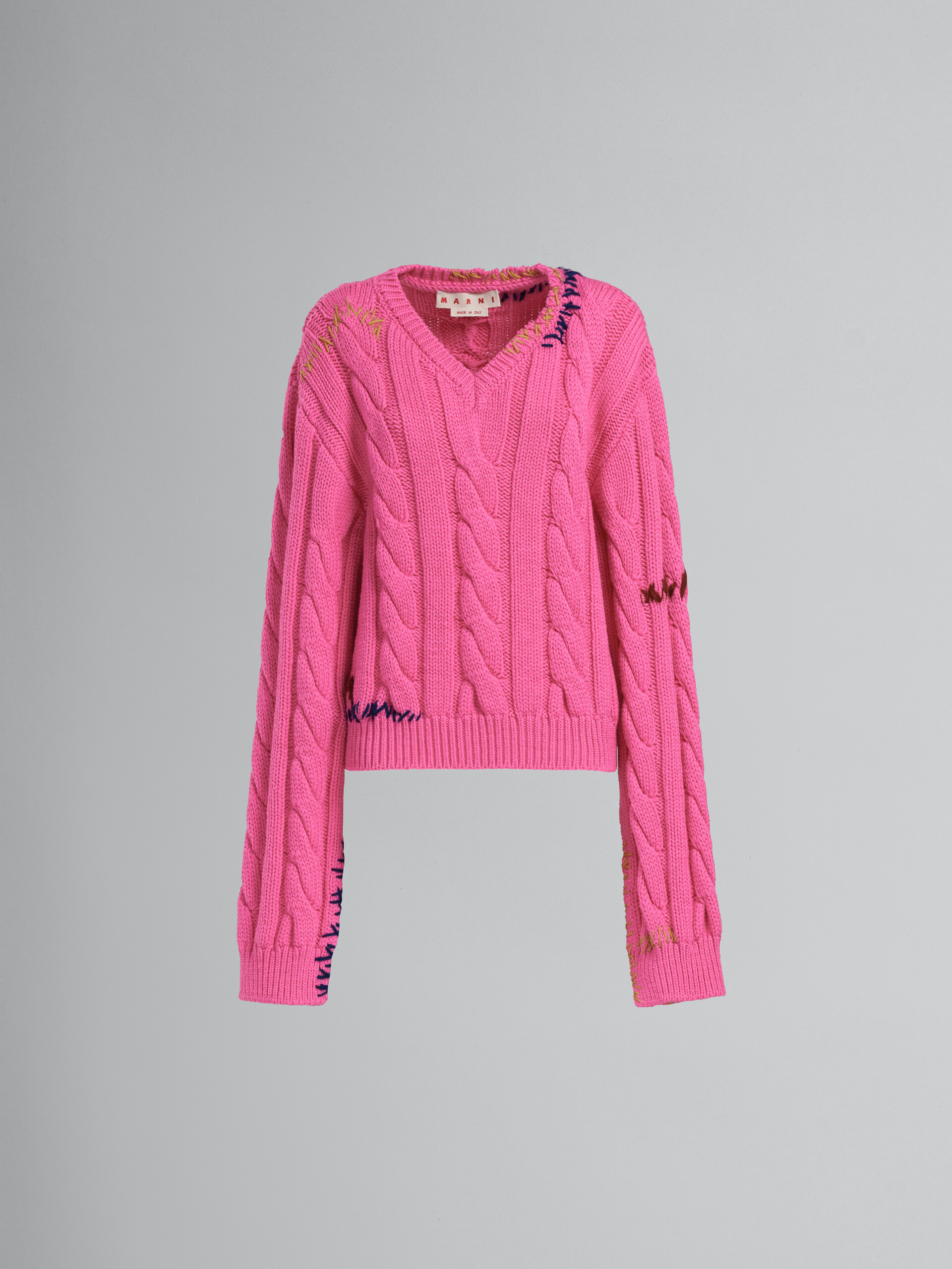 Fuchsia cable-knit sweater | Marni