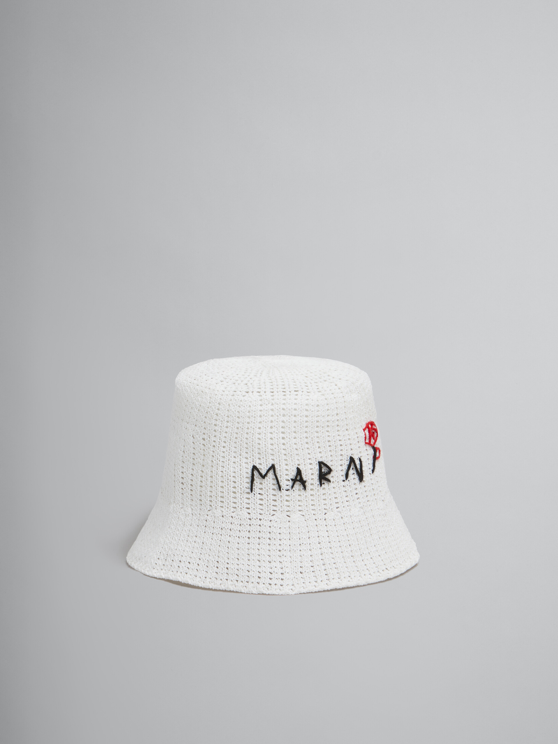 Bob en coton blanc réalisé au crochet avec effet raccommodé Marni - Chapeau - Image 1