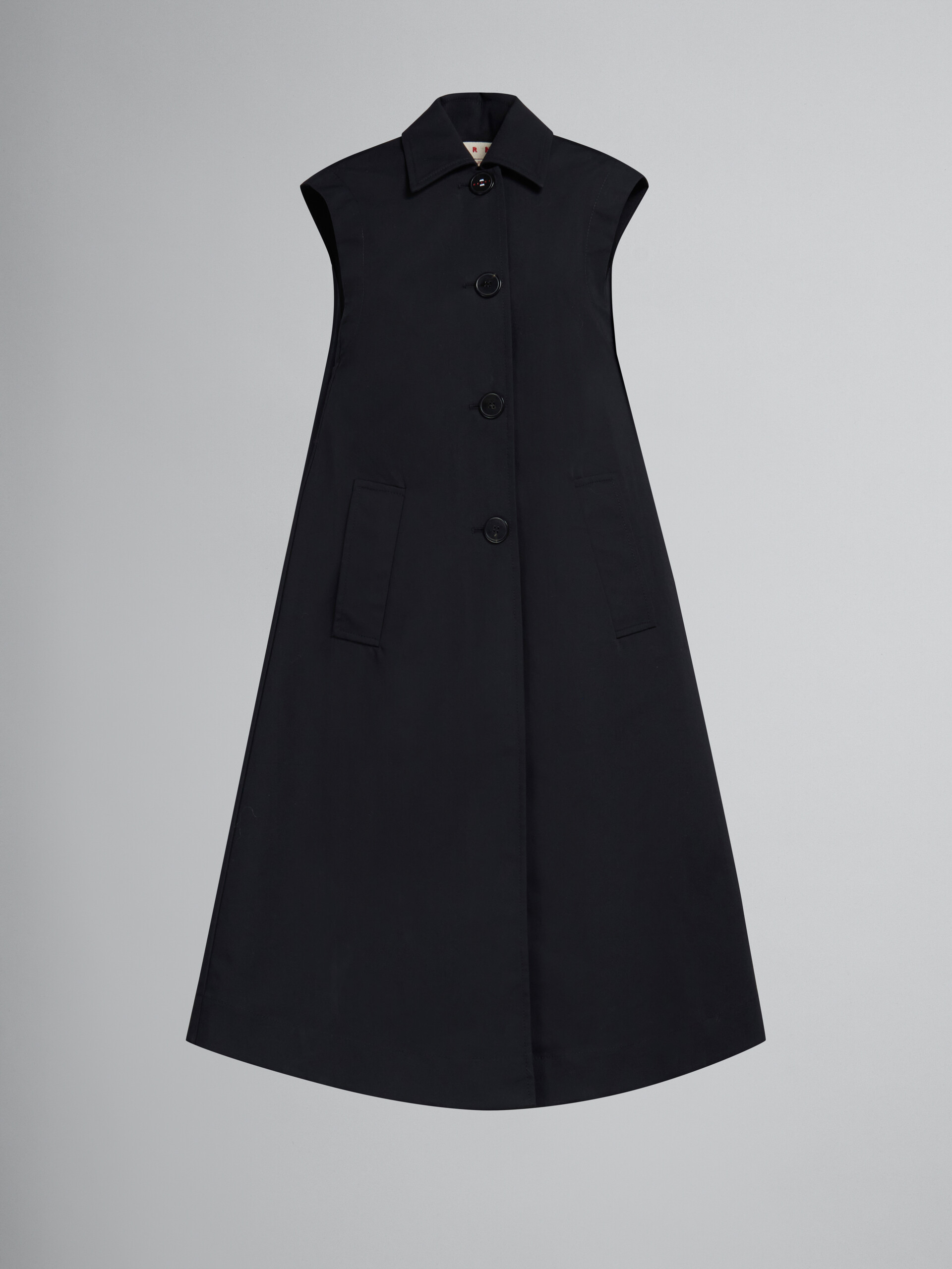 Vestido negro de algodón reconstituido corte cocoon - Chaleco - Image 1