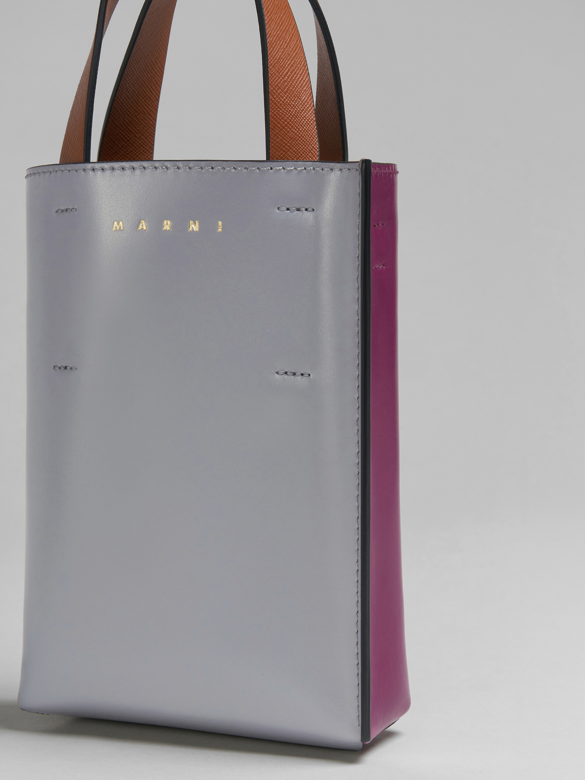 MUSEO nano bag in grey and purple leather - Shopping Bags - Image 5