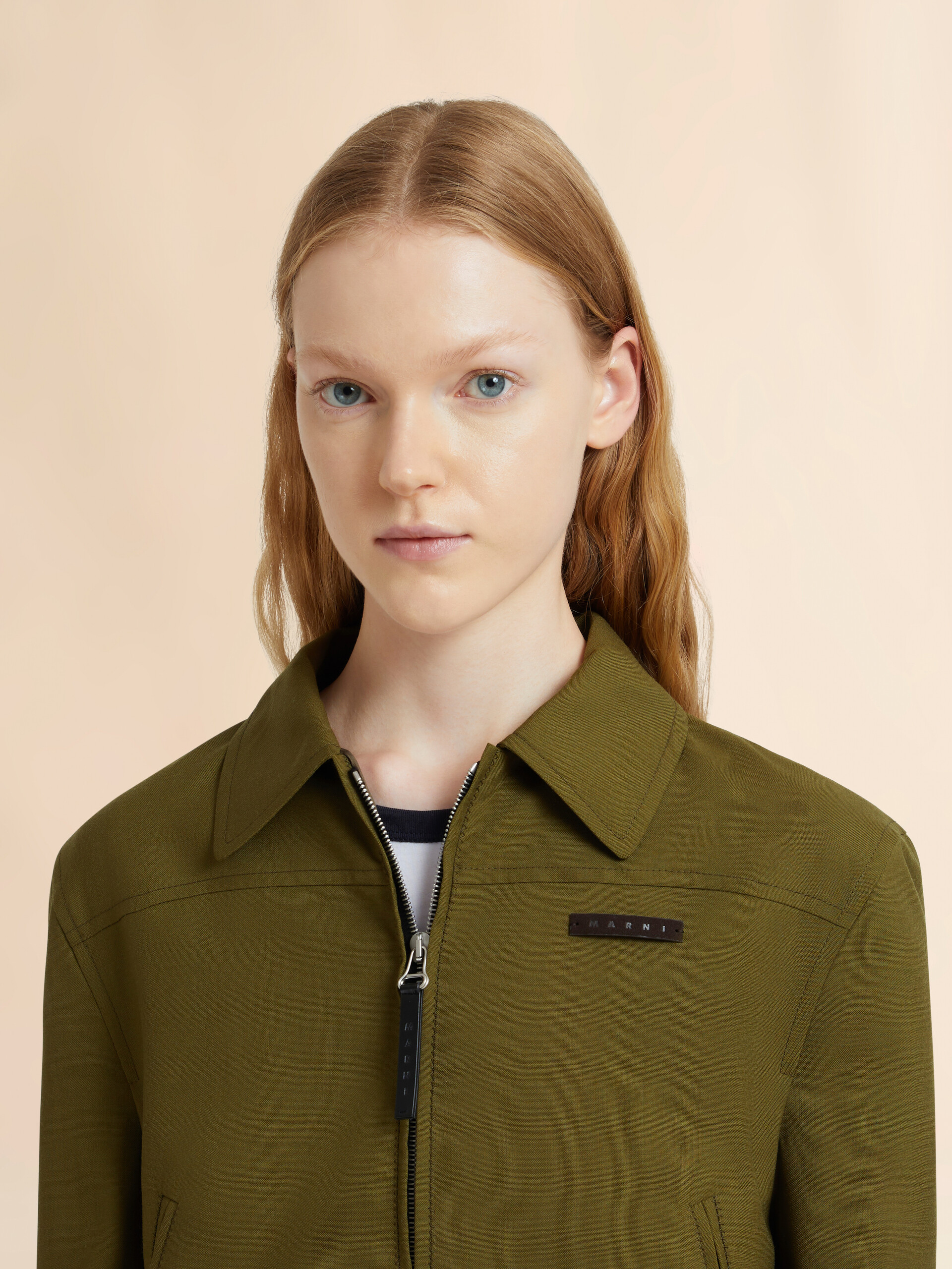 Green tropical wool bomber jacket - Jackets - Image 4