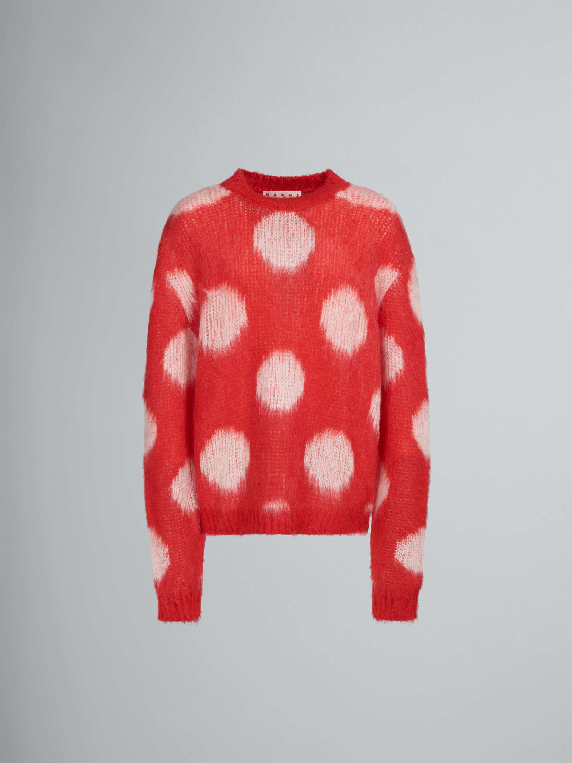 Red mohair jumper with maxi polka dots - Pullovers - Image 1