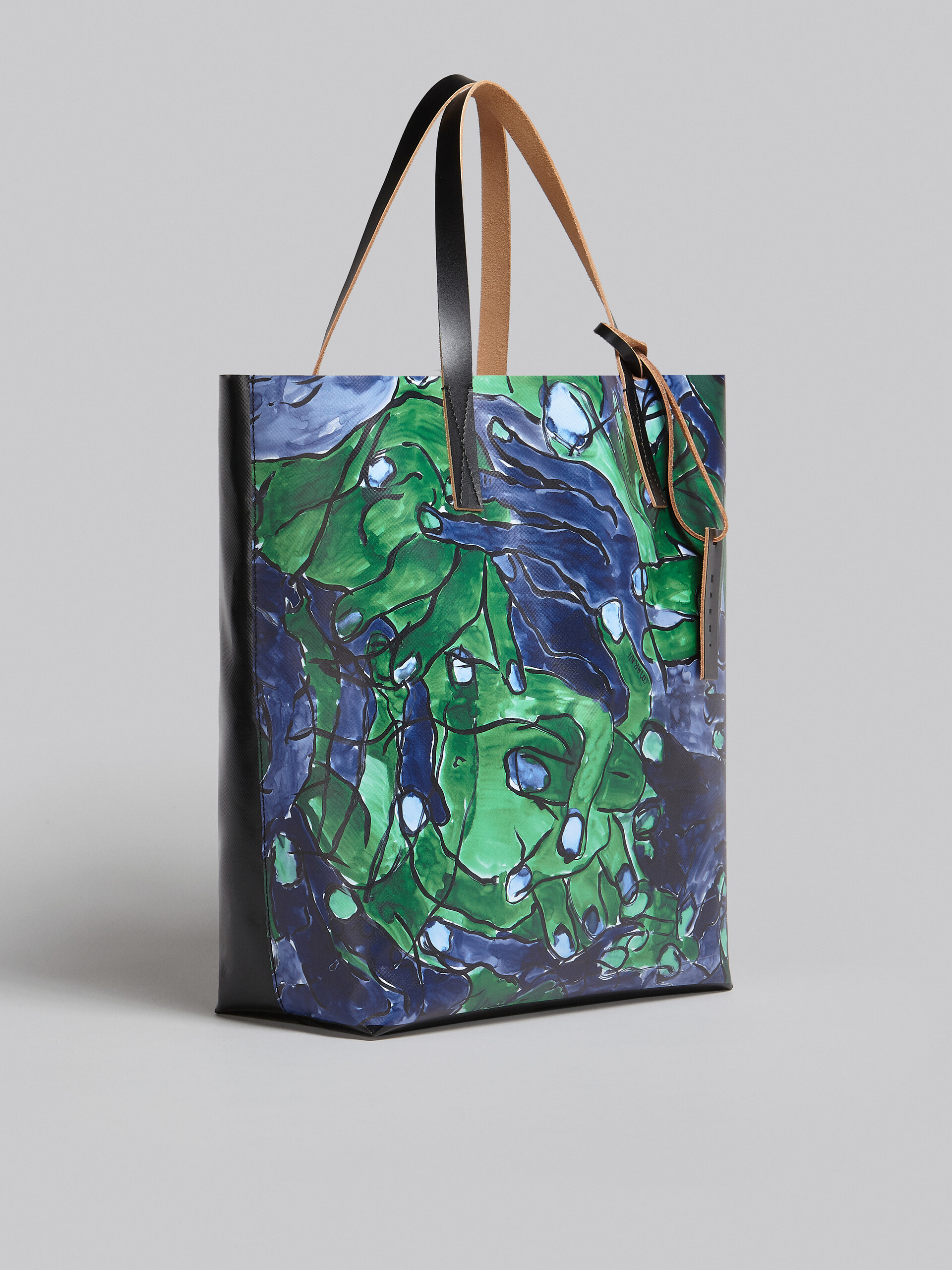 Tribeca shopping bag with Blue and green Mani print - Shopping Bags - Image 6