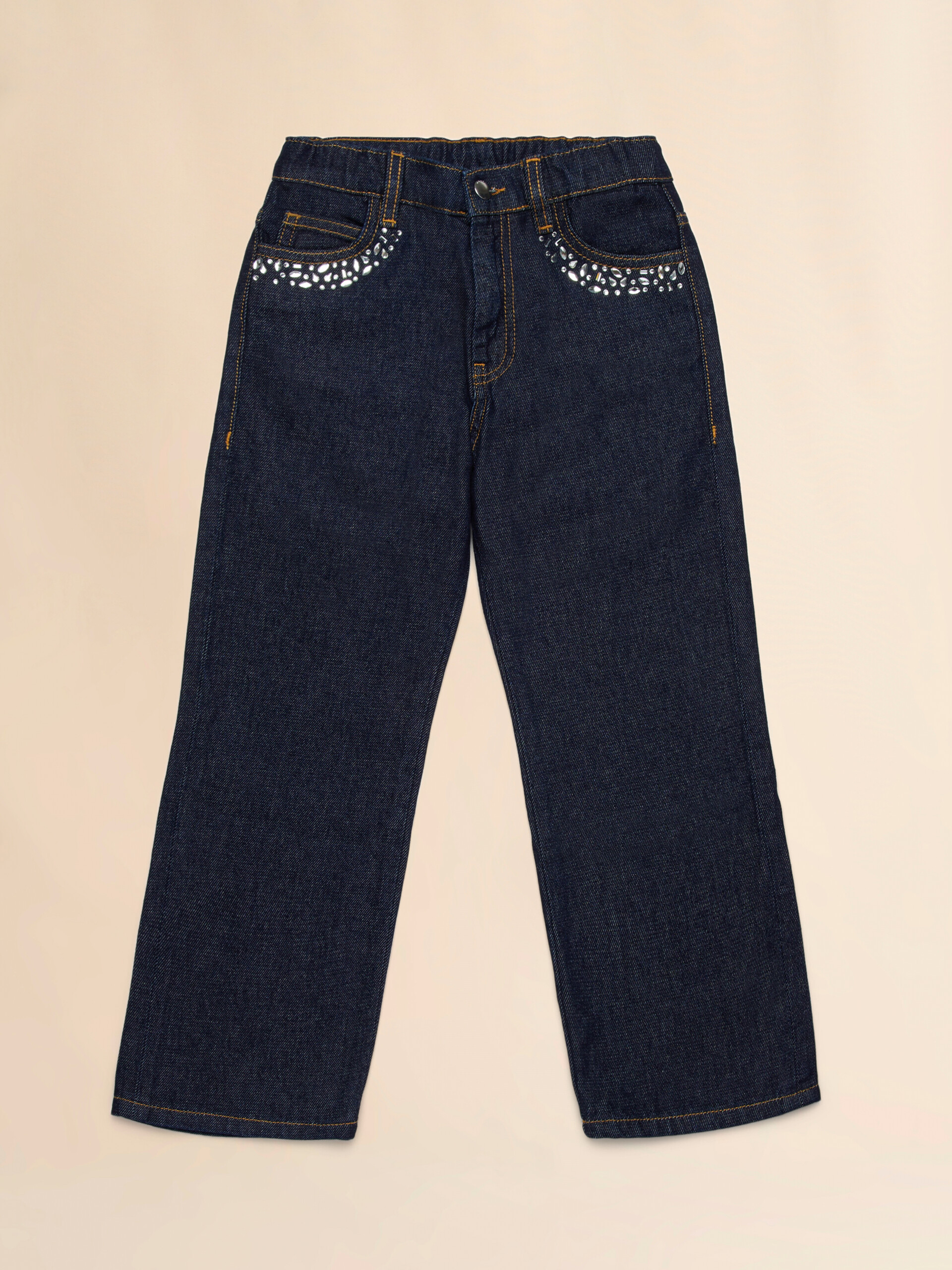 Dark jeans with rhinestones - Pants - Image 1