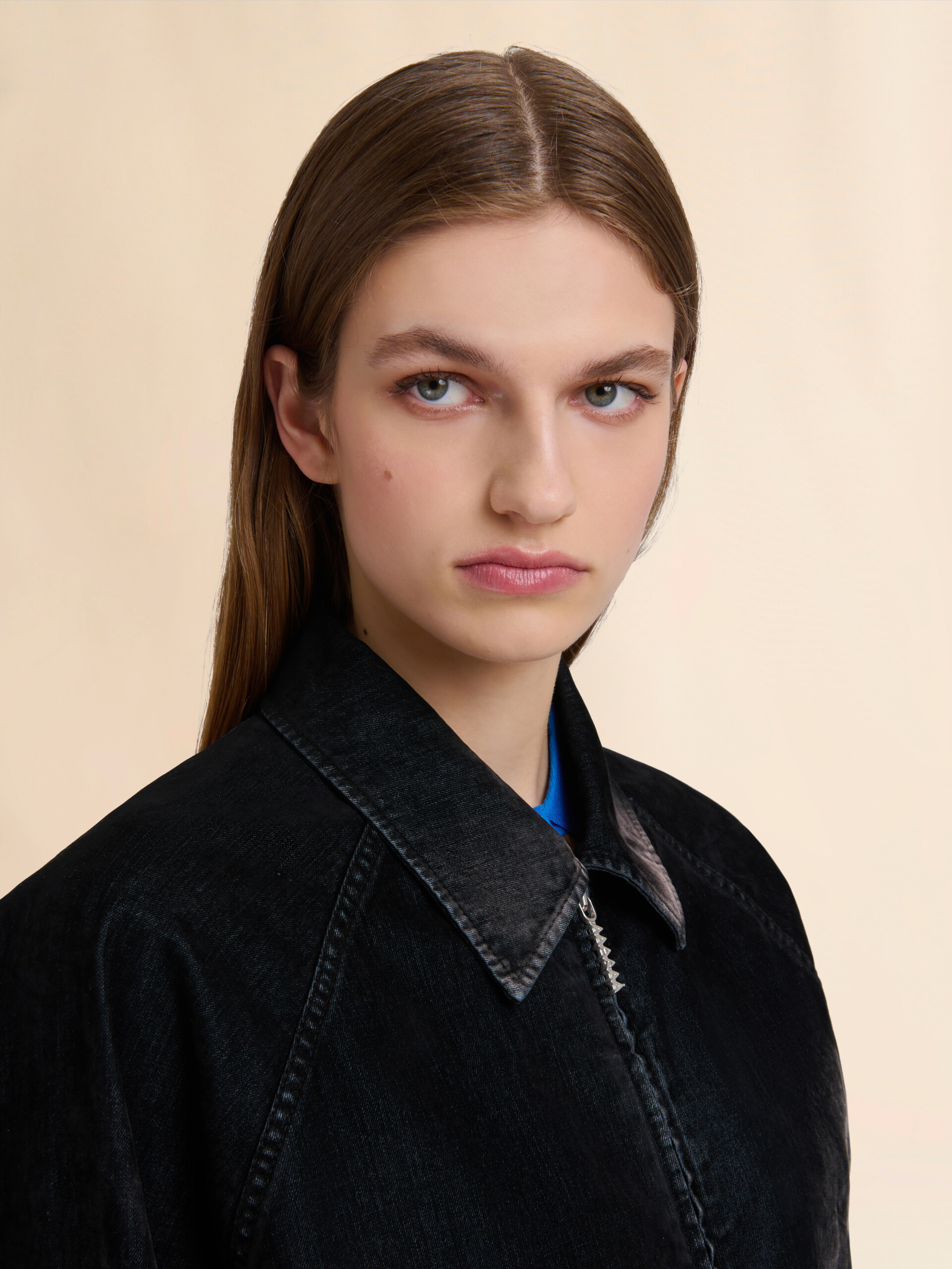Black flocked denim bomber jacket - Jackets - Image 4