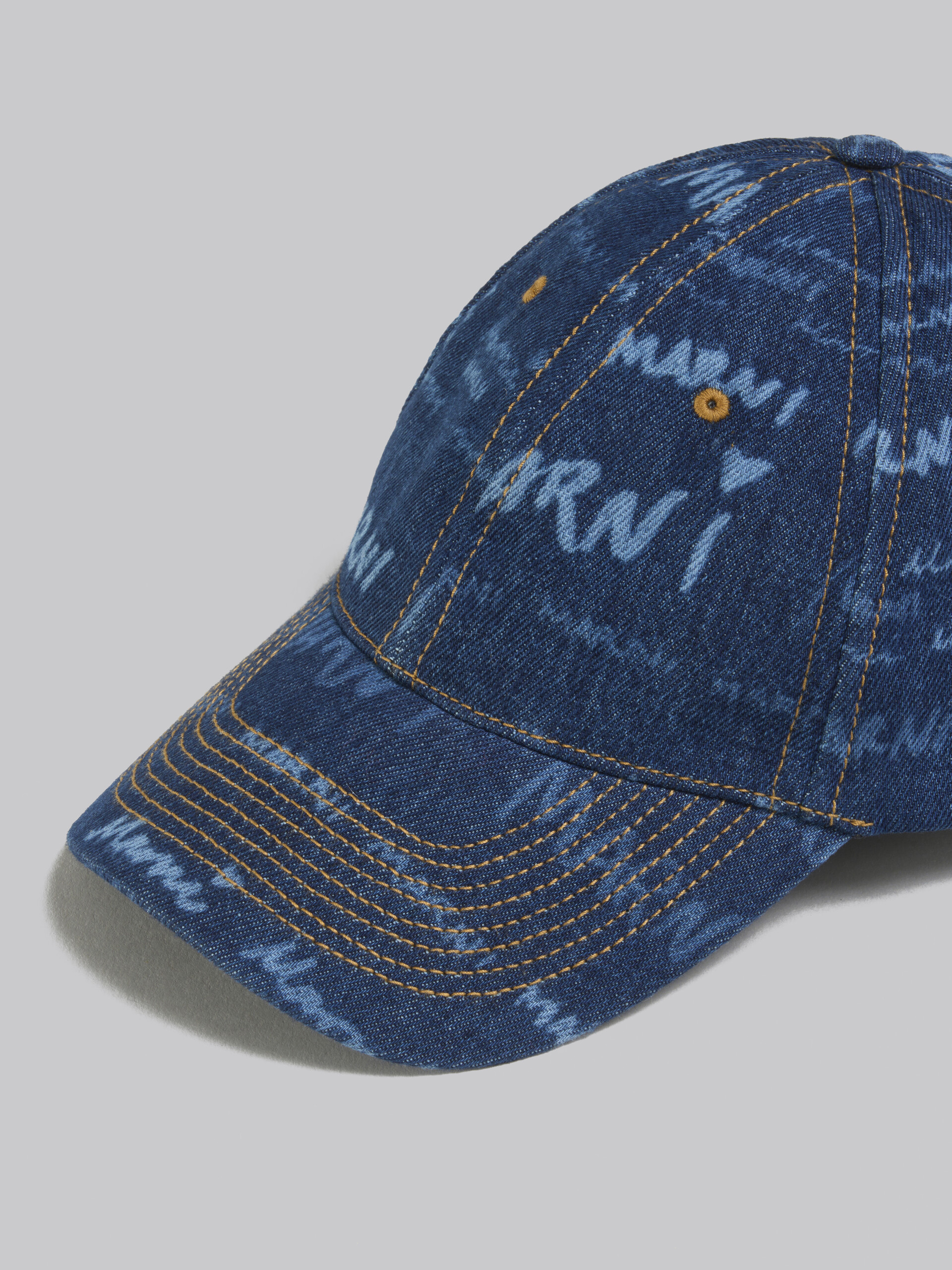 Blue denim baseball cap with Mega Marni motif - Hats - Image 4