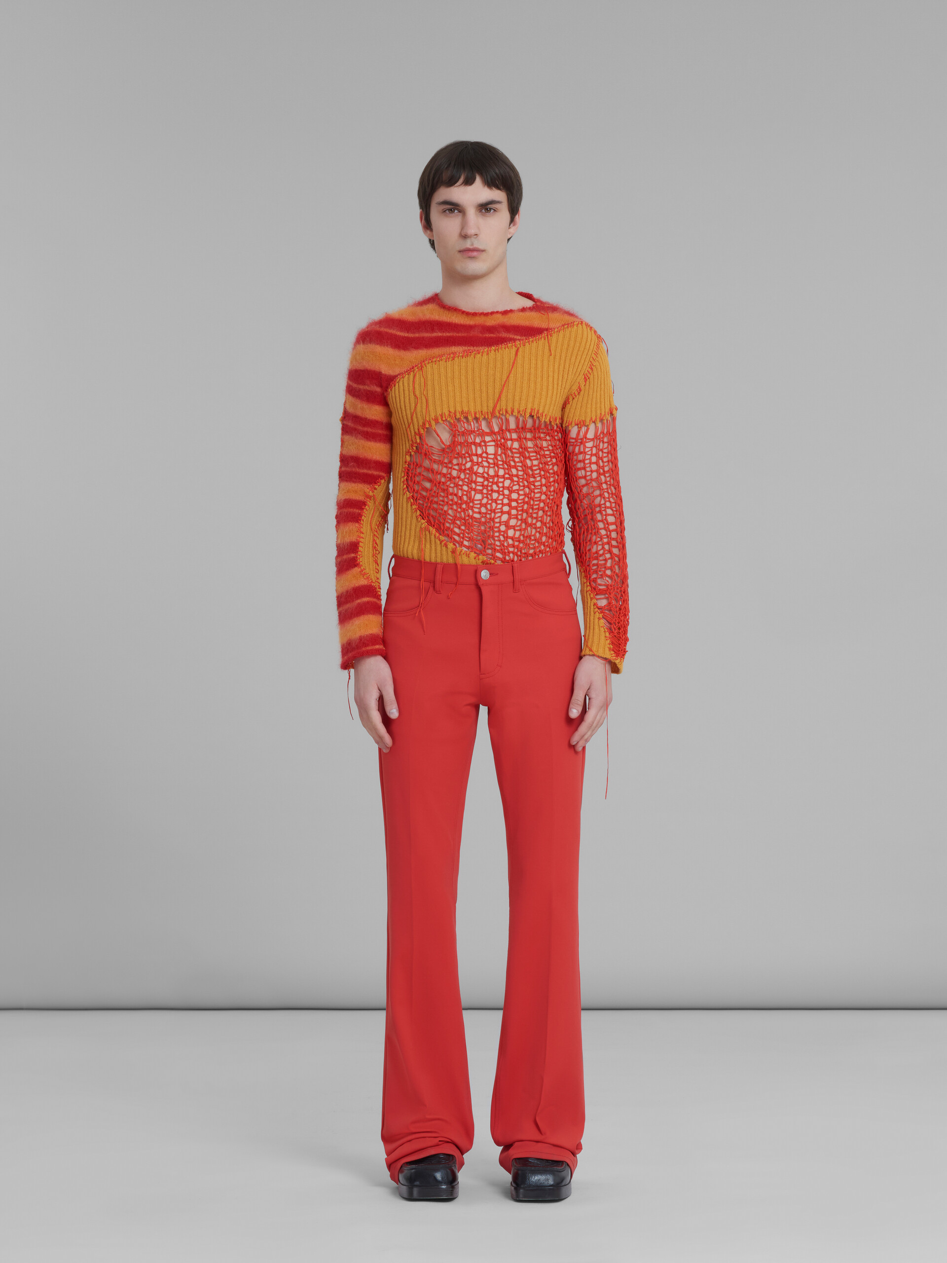 Red flared trousers in stretch jersey - Pants - Image 2