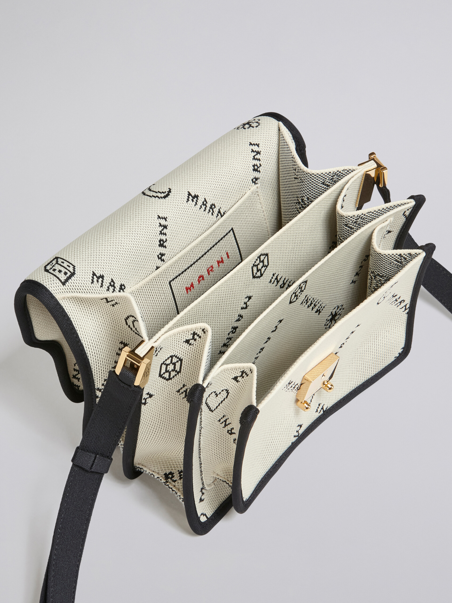 TRUNK SOFT medium bag in white Marnigram jacquard - Shoulder Bags - Image 4