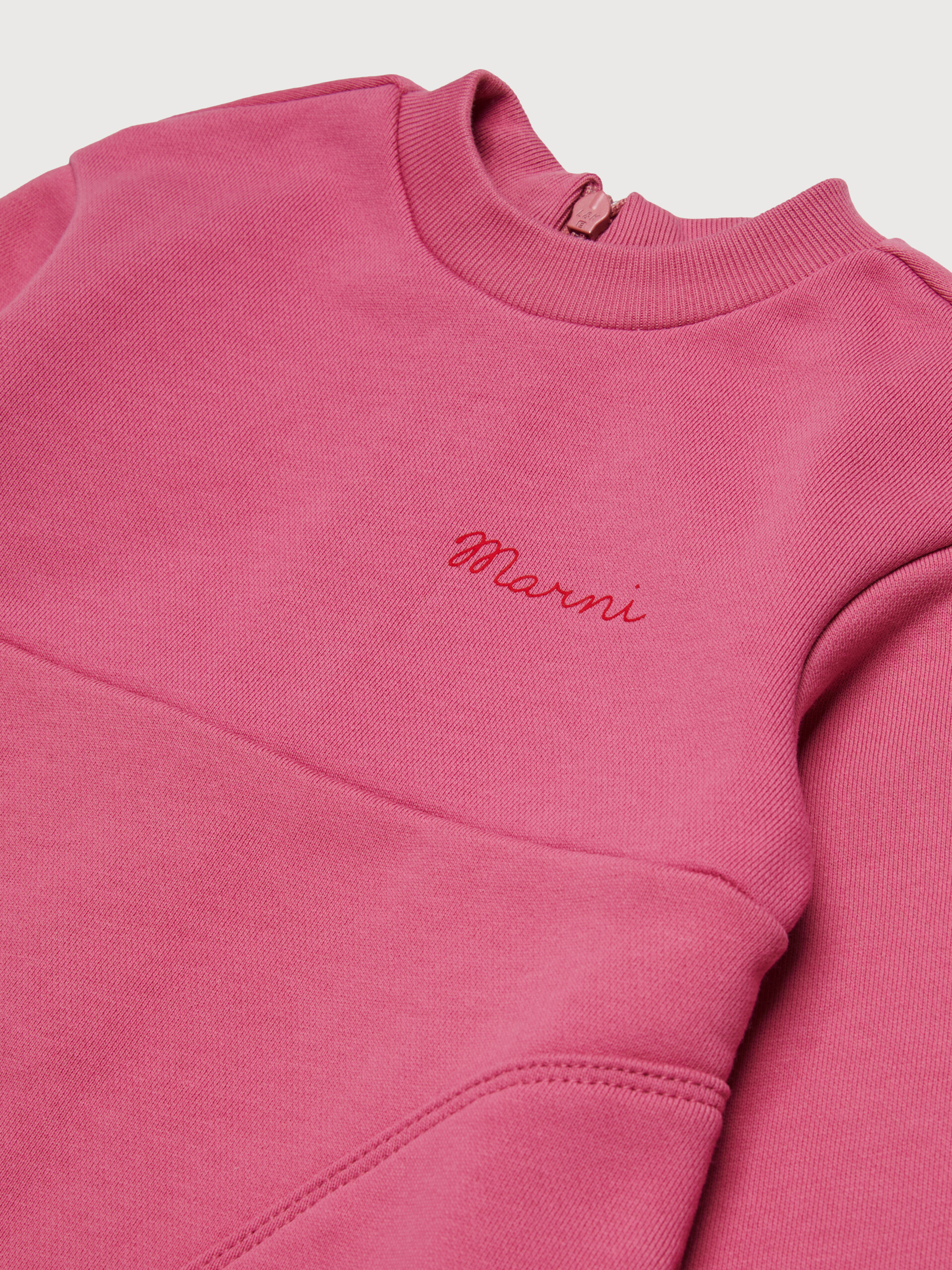 Pink otton sweatshirt dress with cursive Marni logo - Dresses - Image 3