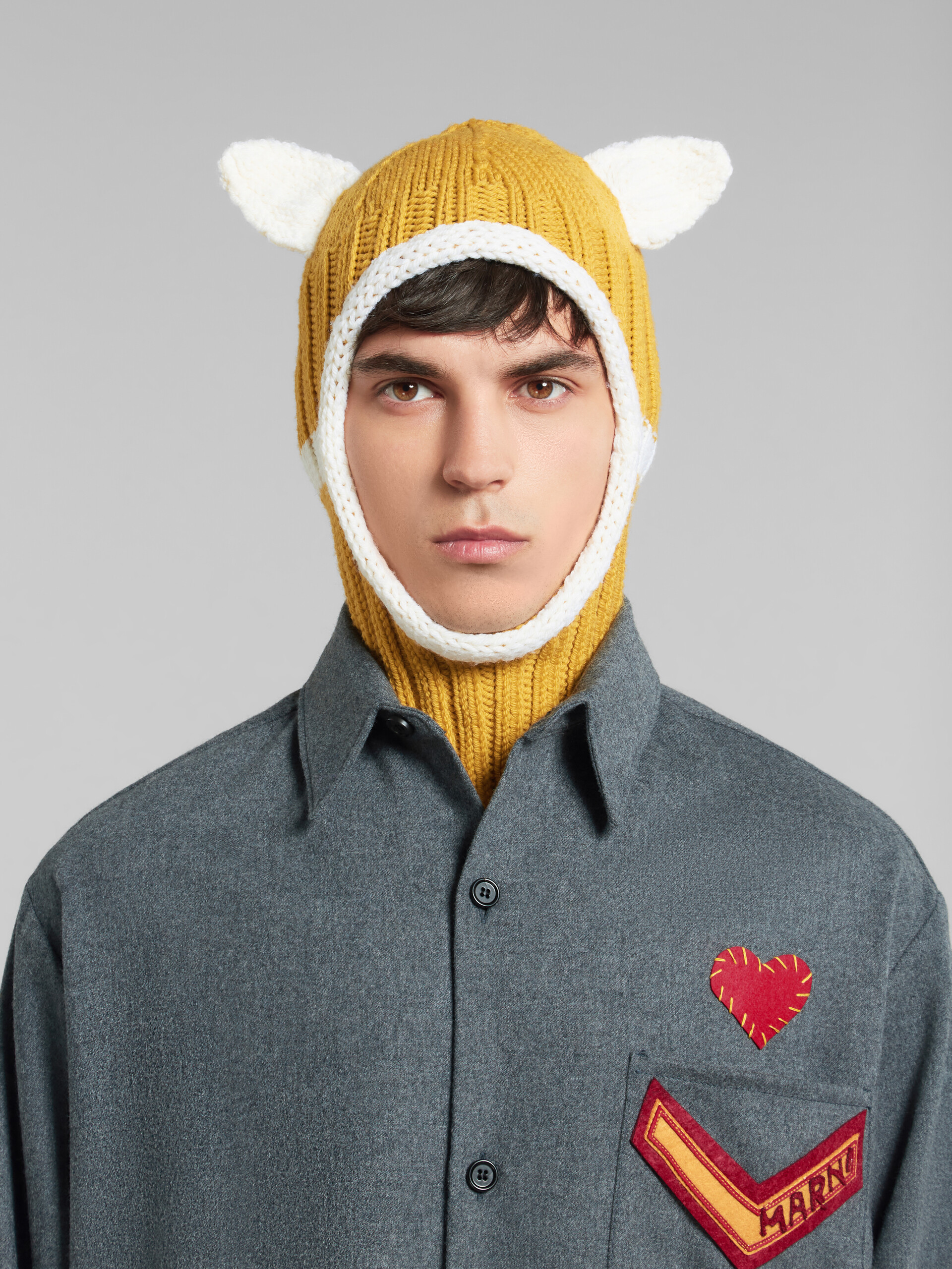 Blue wool balaclava with ears - Hats - Image 2