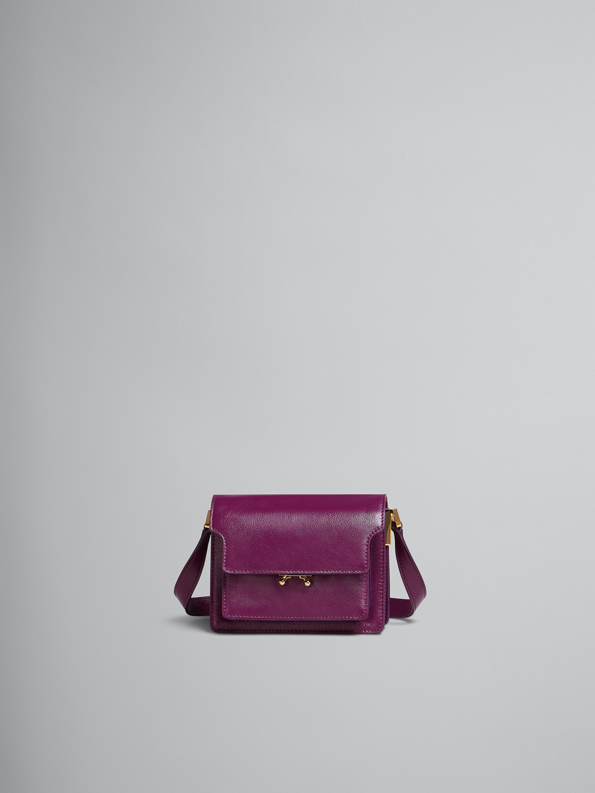 TRUNK SOFT mini bag in purple leather - Shoulder Bag - Image 1