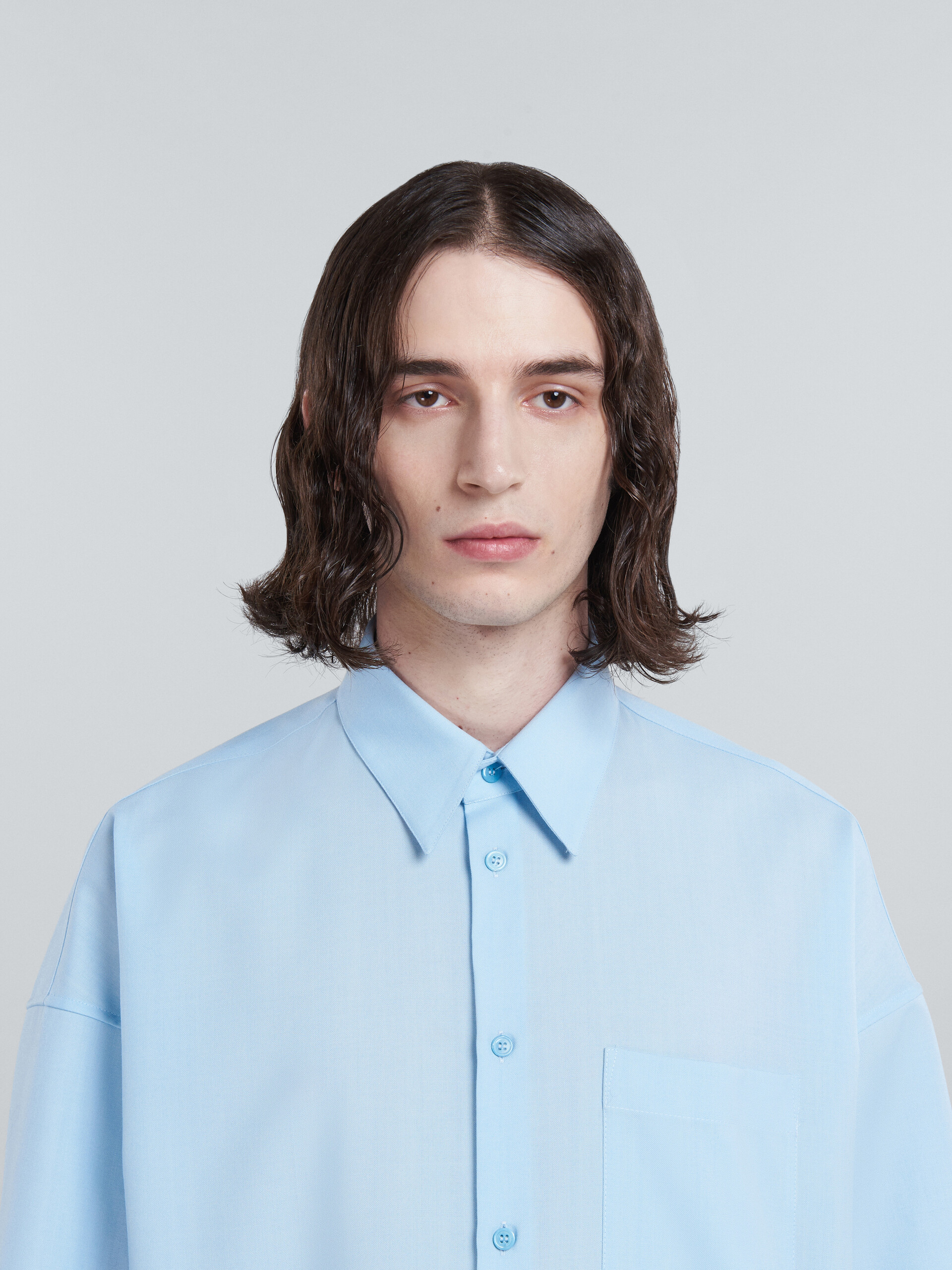 Light blue tropical wool shirt - Shirts - Image 4