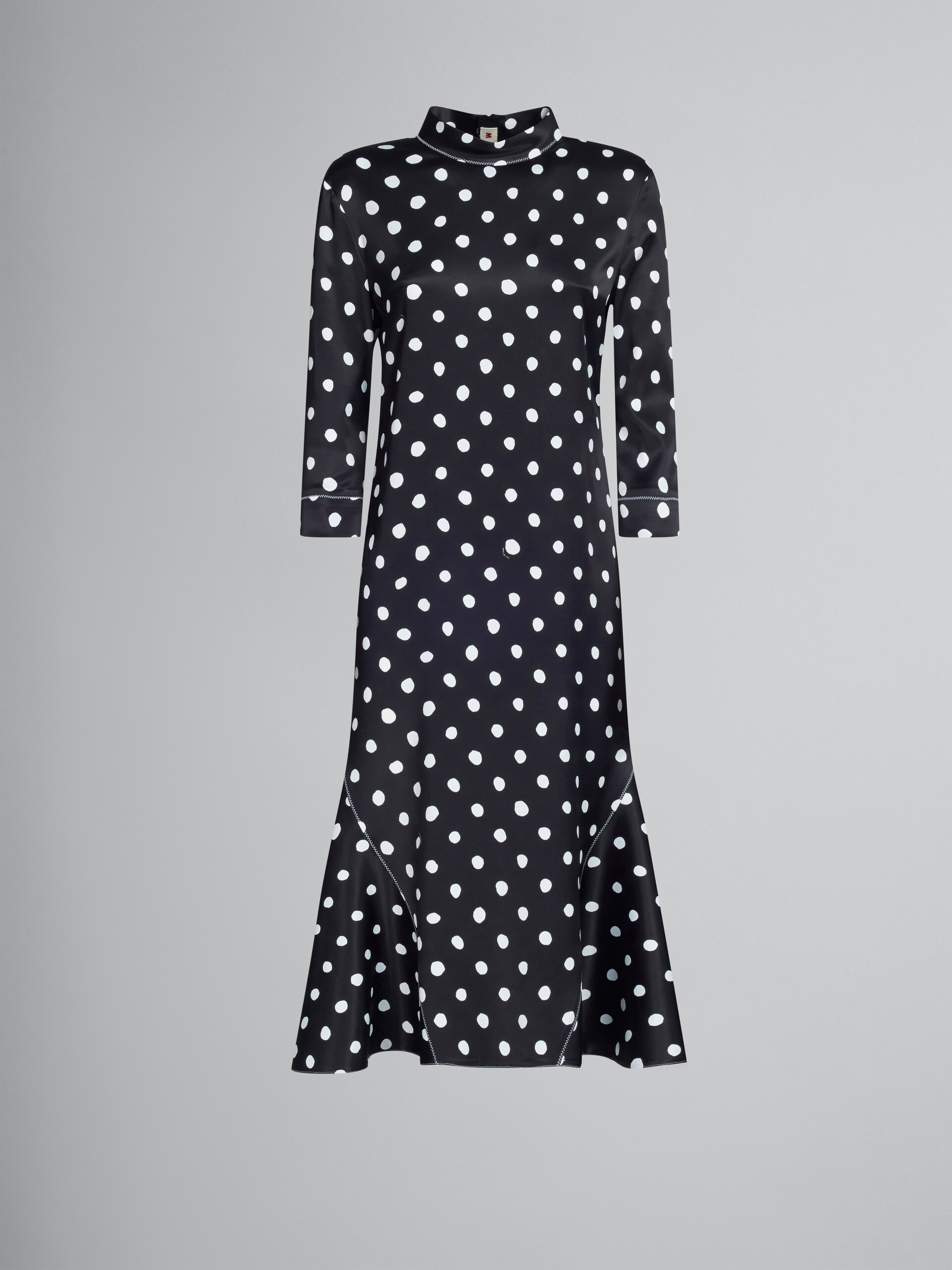 Black satin dress with polka dots - Dresses - Image 1