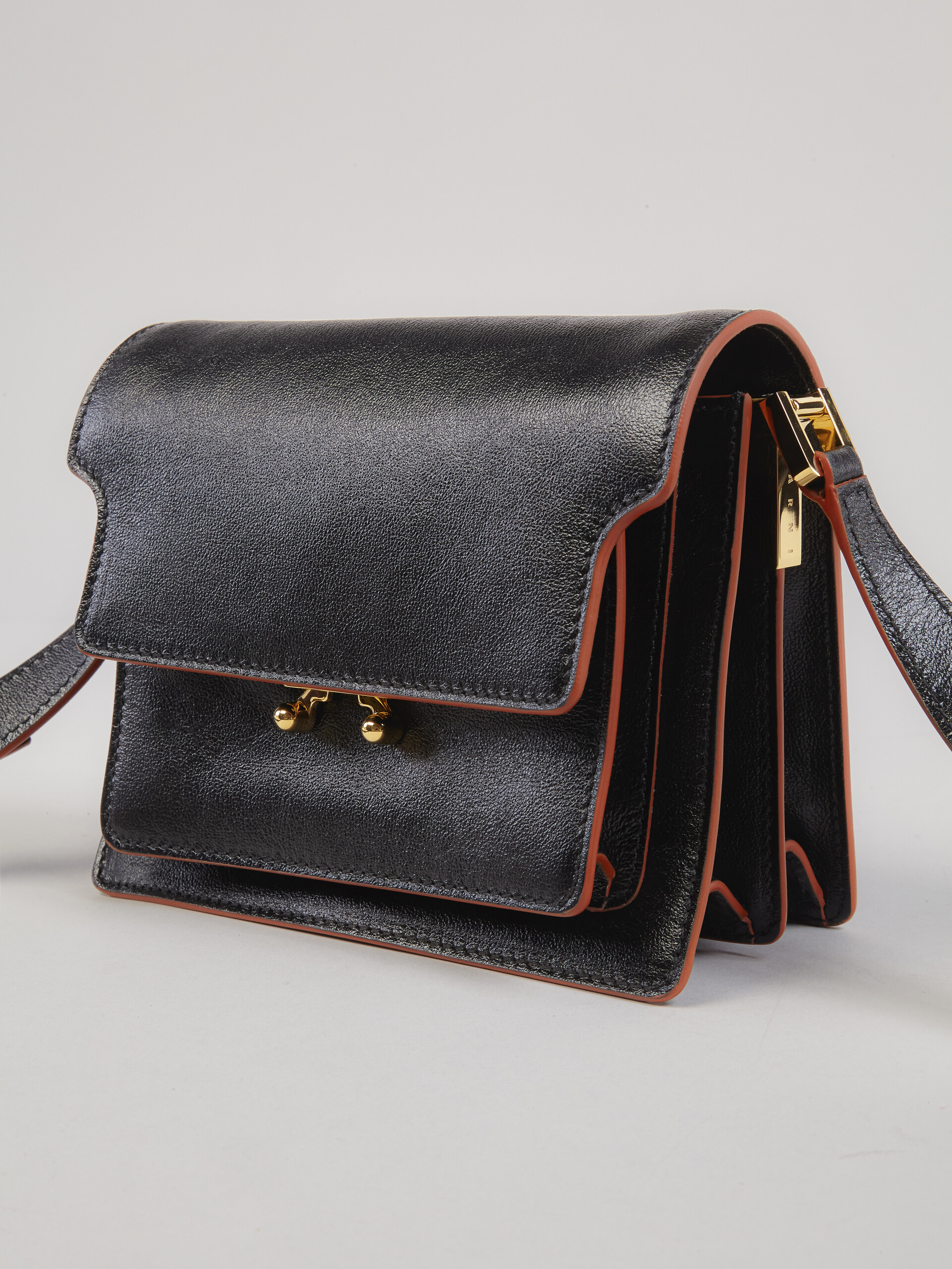 Black tumbled calf mini TRUNK SOFT bag - Shoulder Bags - Image 4