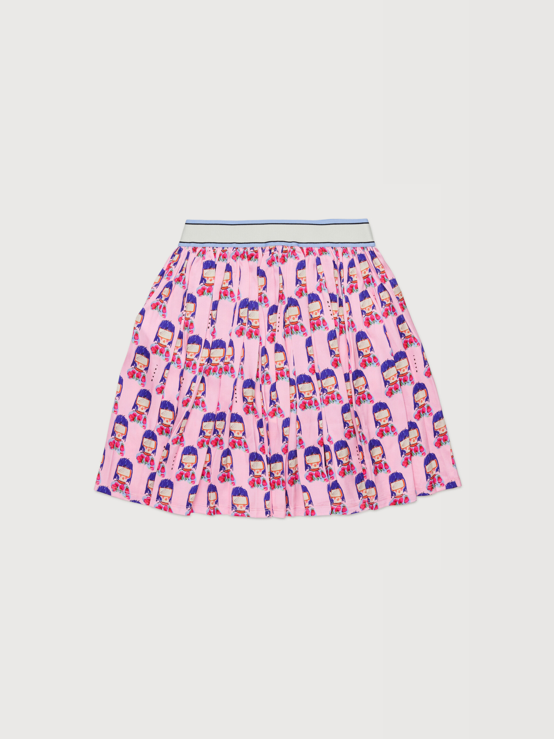 Pink viscose skirt with all-over goggle girl print - Skirts - Image 2