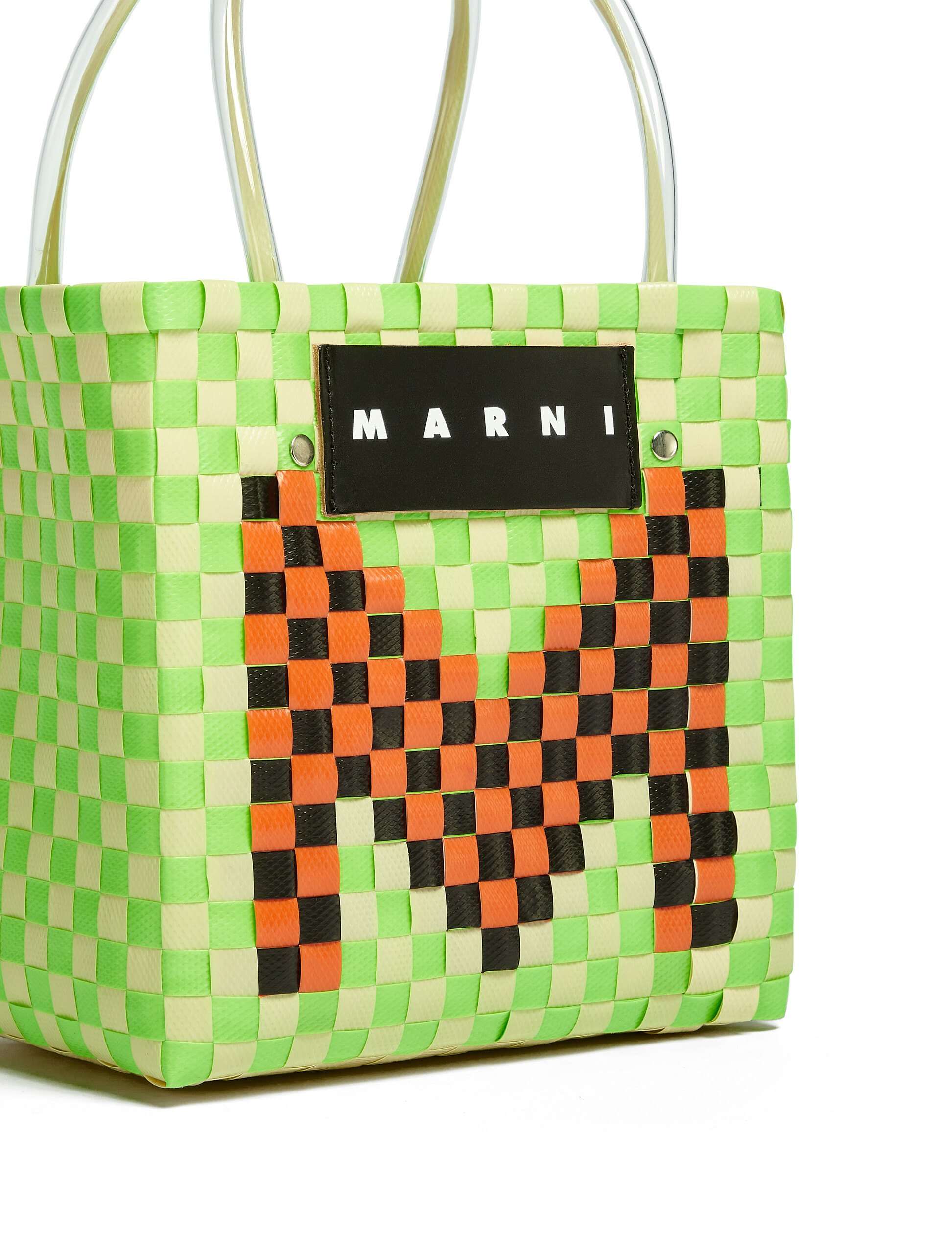 Borsa shopping mini MARNI MARKET in polipropilene con logo M verde - Borse - Image 4