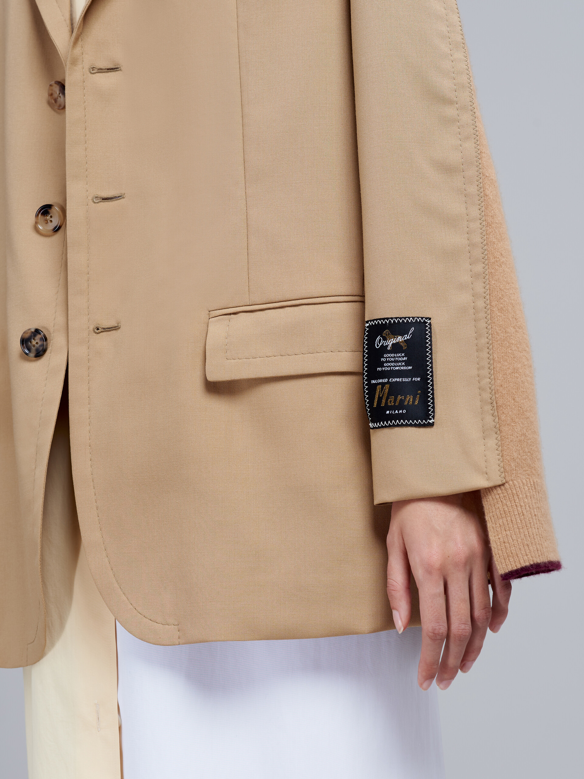 Blazer in fresco di lana con inserti in maglia | Marni