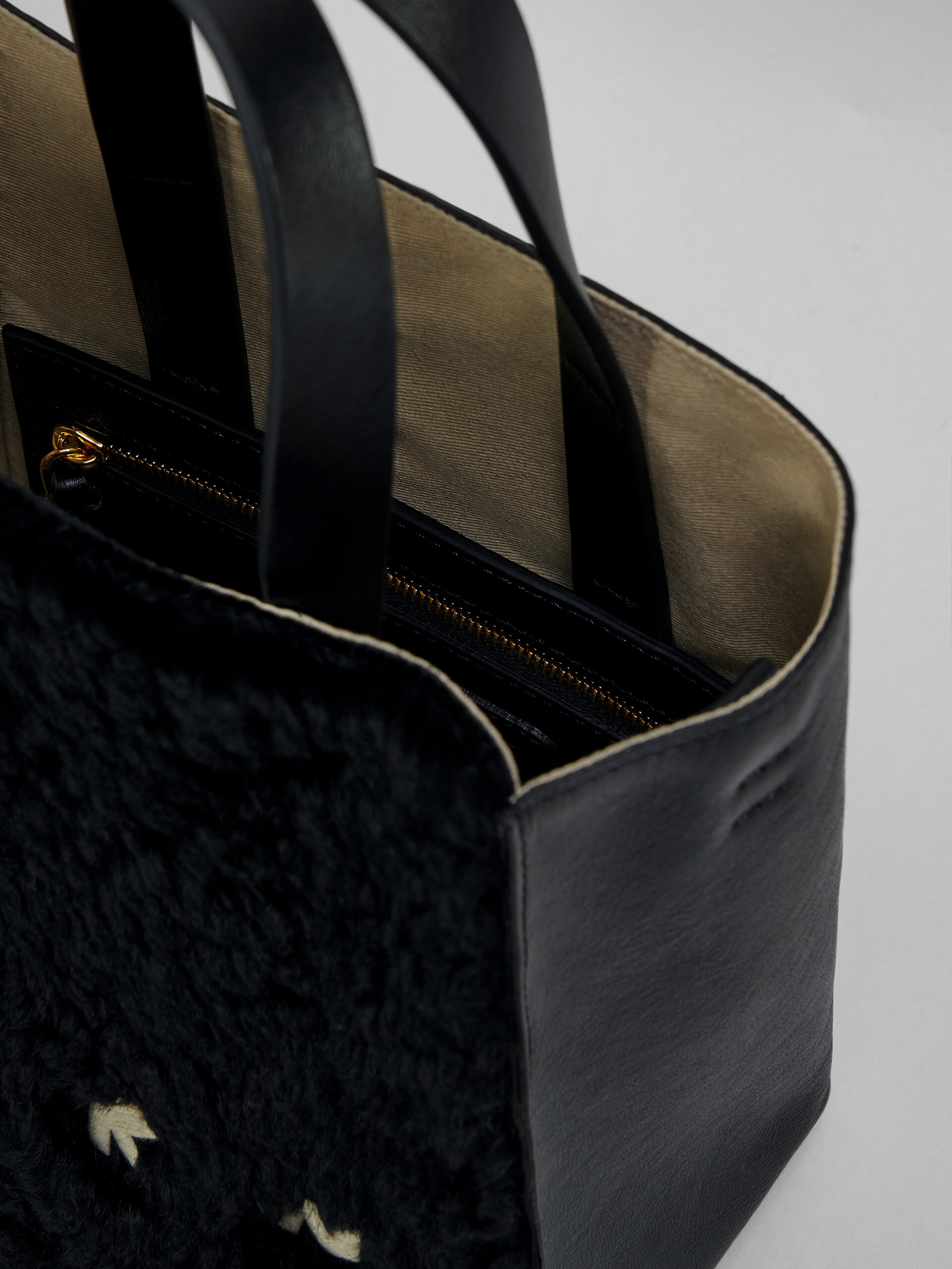 MUSEO SOFT mini bag in black shearling - Shopping Bags - Image 4