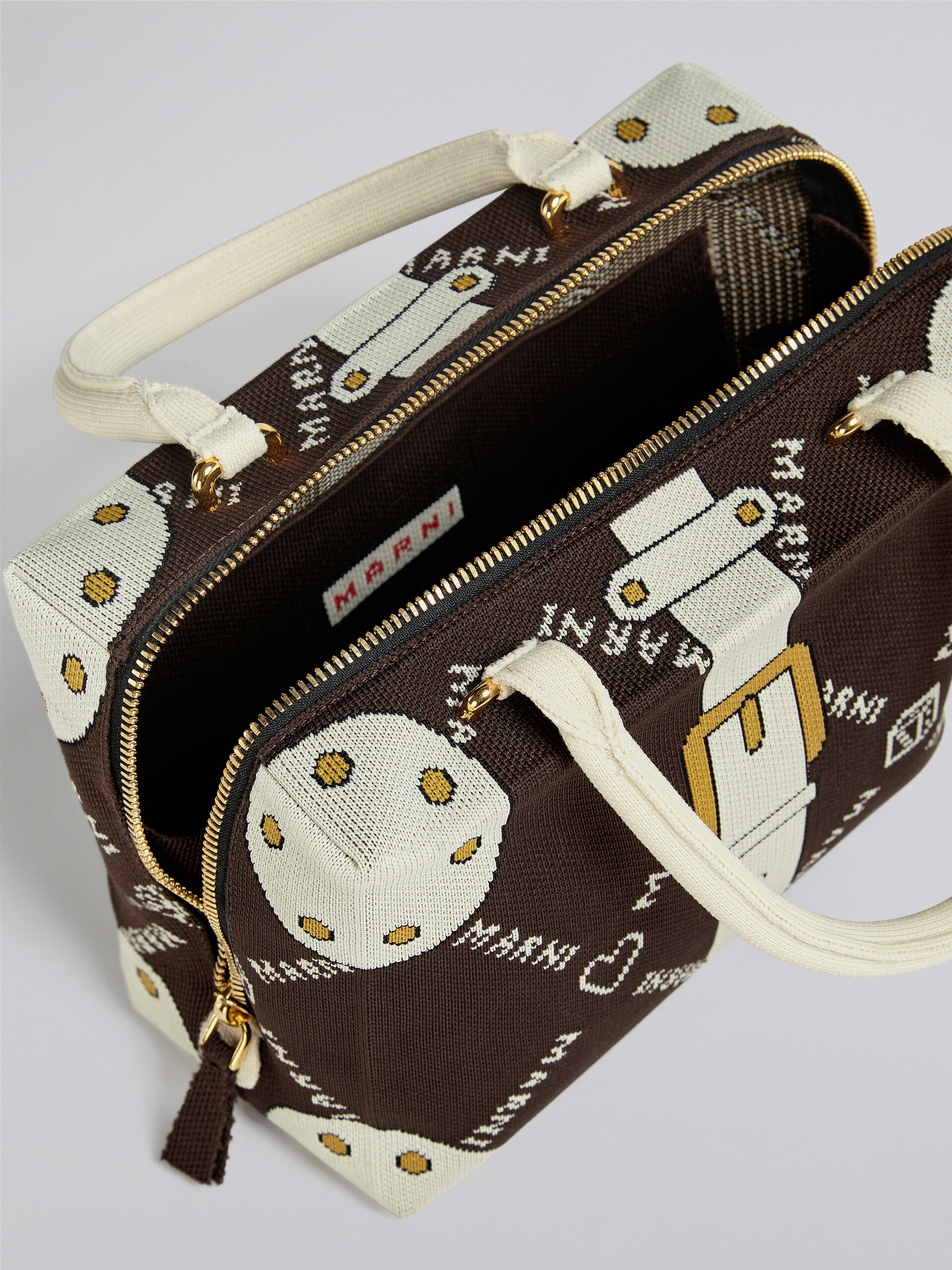 CUBIC bag in brown Marnigram trompe-l'œil jacquard - Handbag - Image 4