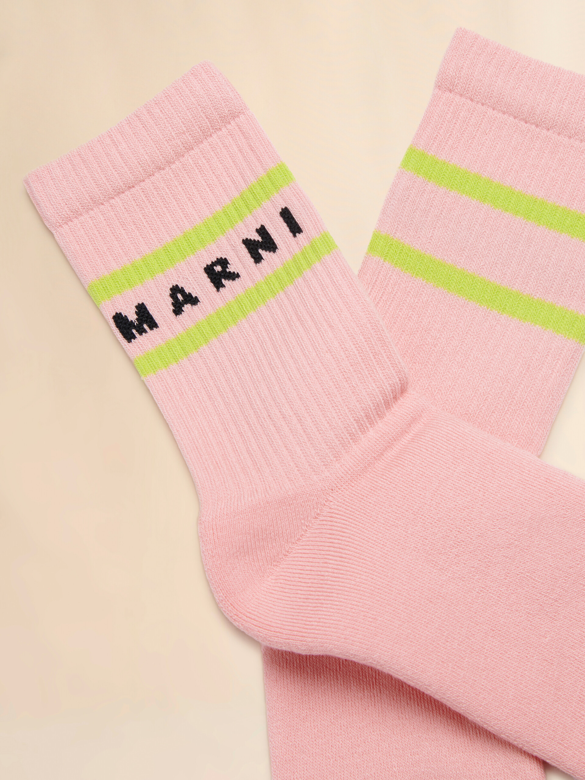 White cotton-nylon socks with striped cuffs - Socks - Image 2